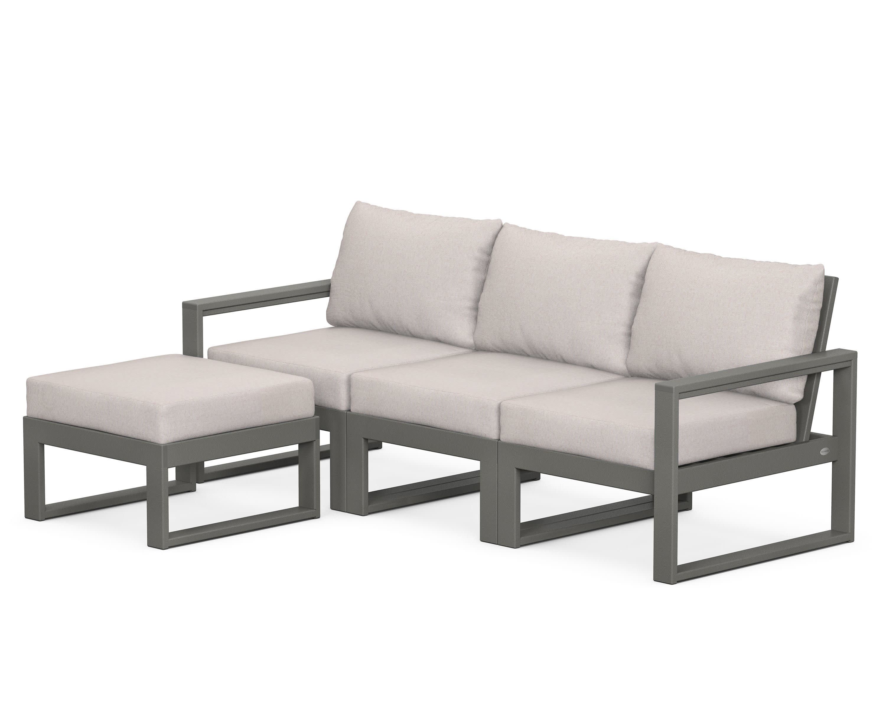 EDGE 4-Piece Modular Deep Seating Set with Ottoman in Slate Grey / Dune Burlap
