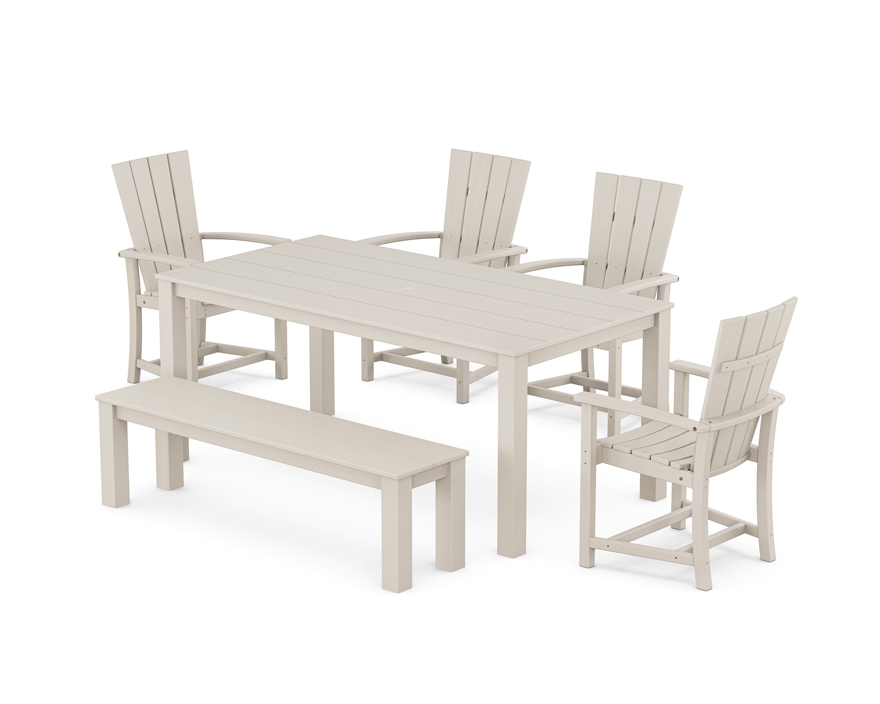 Quattro 6-Piece Parsons Dining Set with Bench in Sand