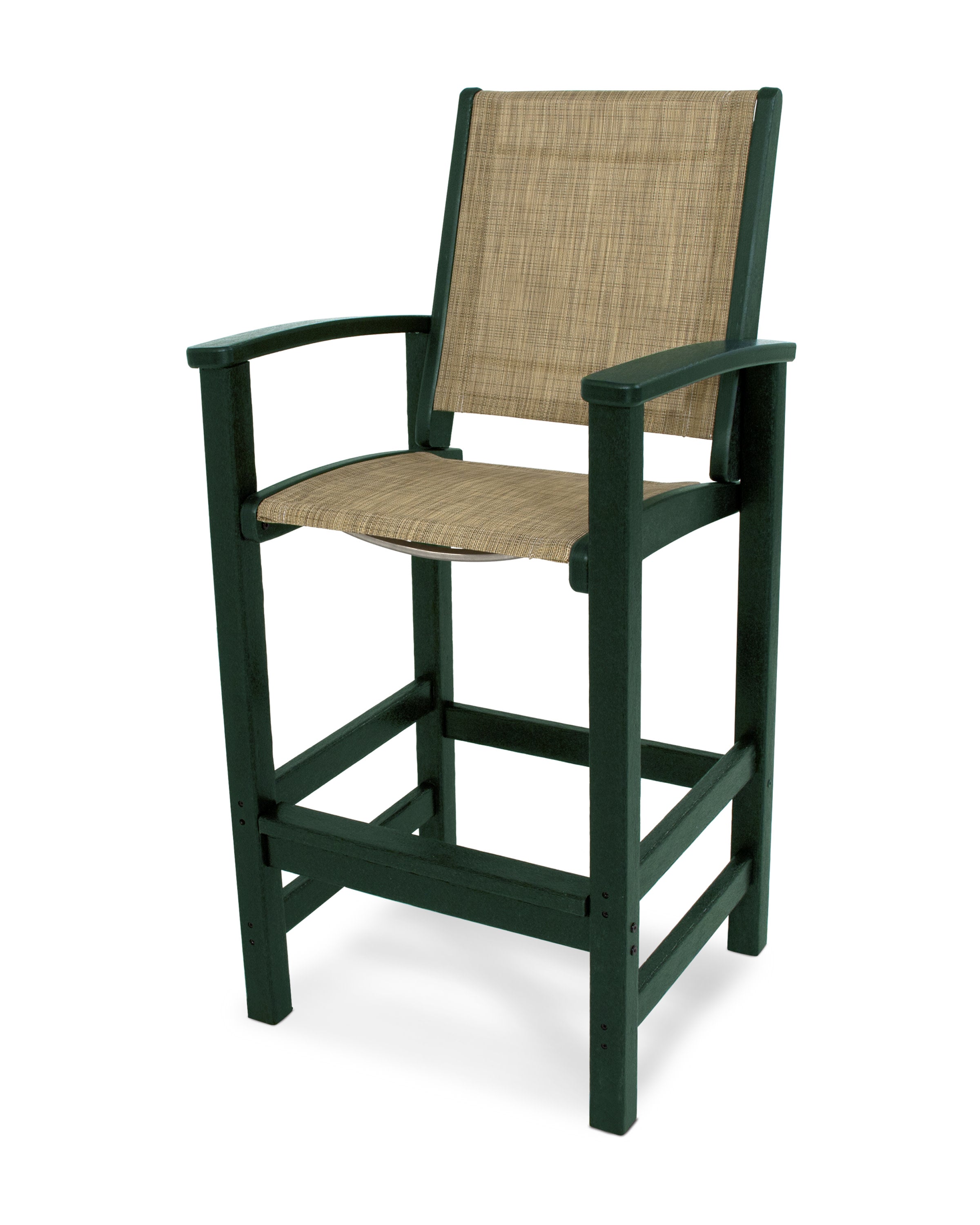 Coastal Bar Chair in Green / Burlap Sling