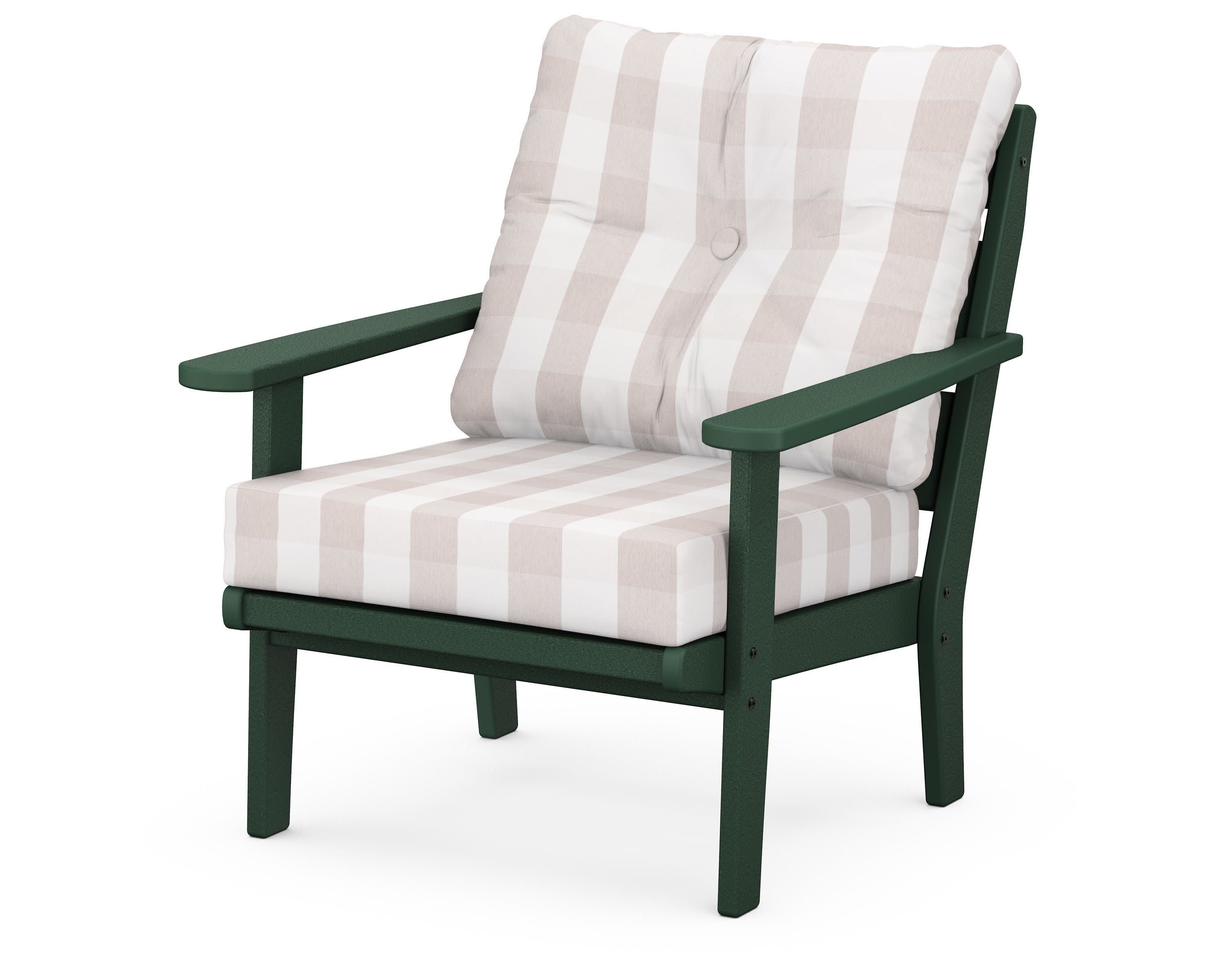 Lakeside Deep Seating Chair in Green / Buffalo Plaid Dune Burlap