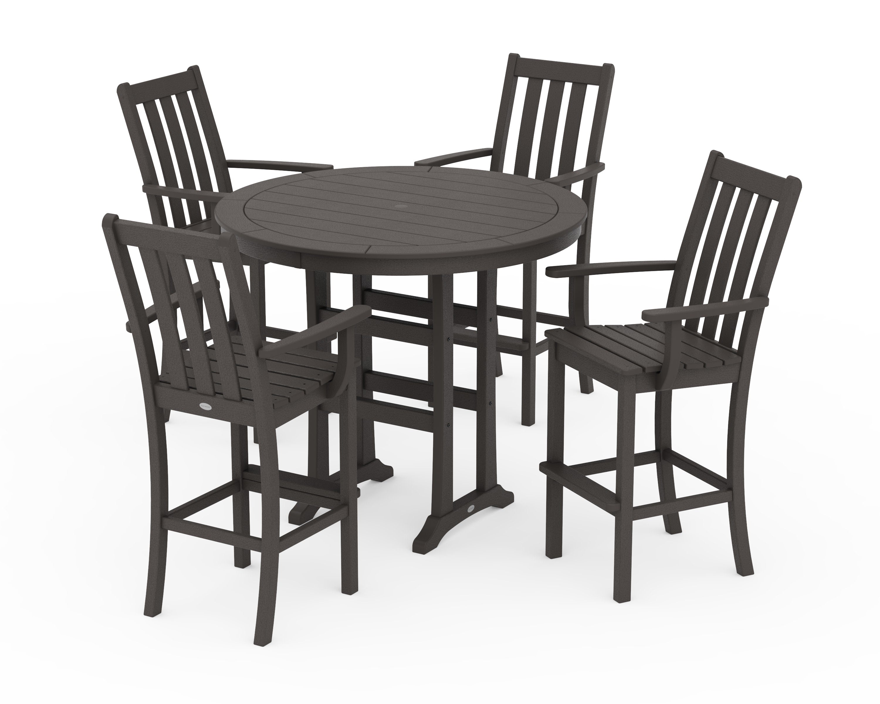 Vineyard 5-Piece Round Bar Set in Vintage Coffee