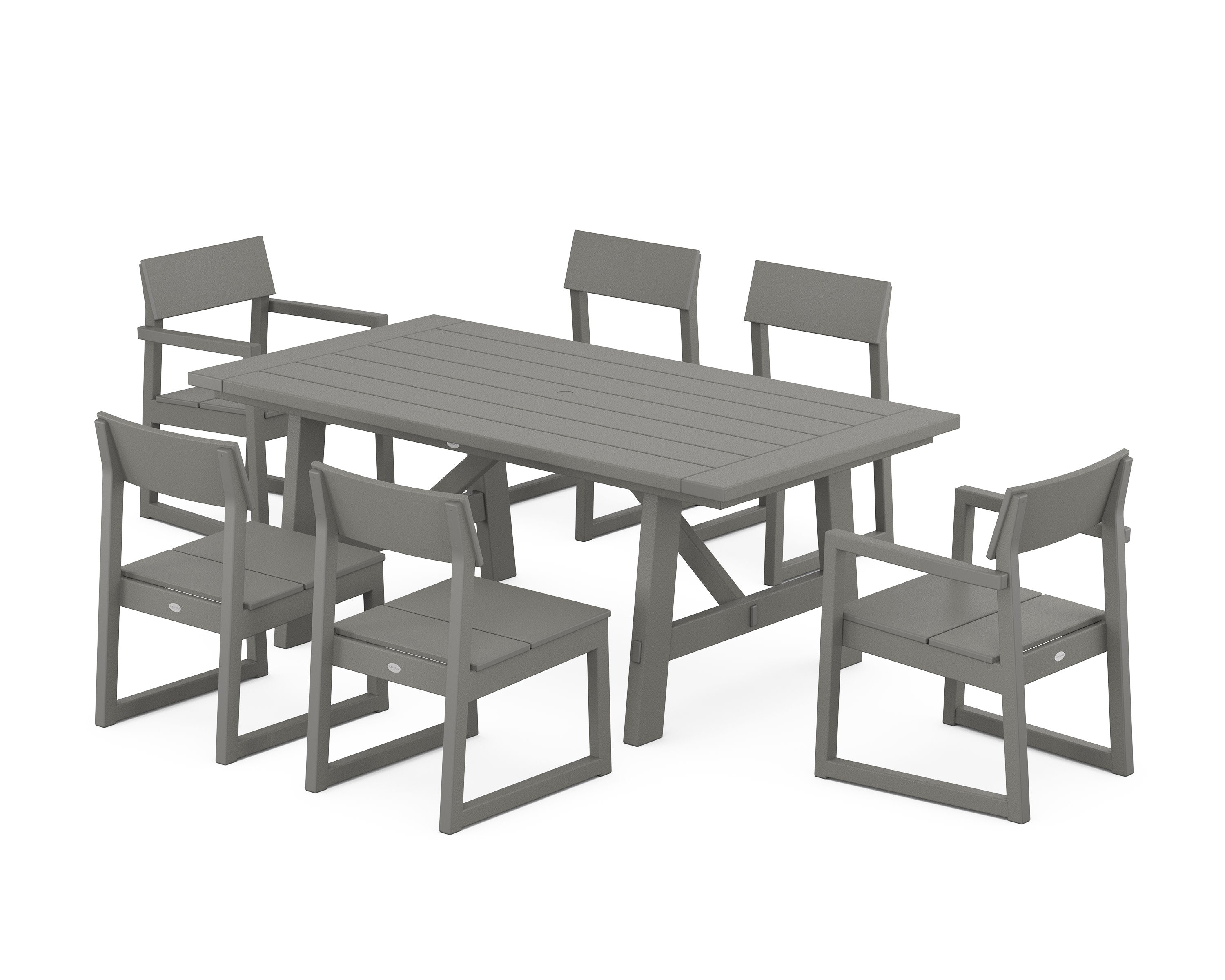 EDGE 7-Piece Rustic Farmhouse Dining Set in Slate Grey