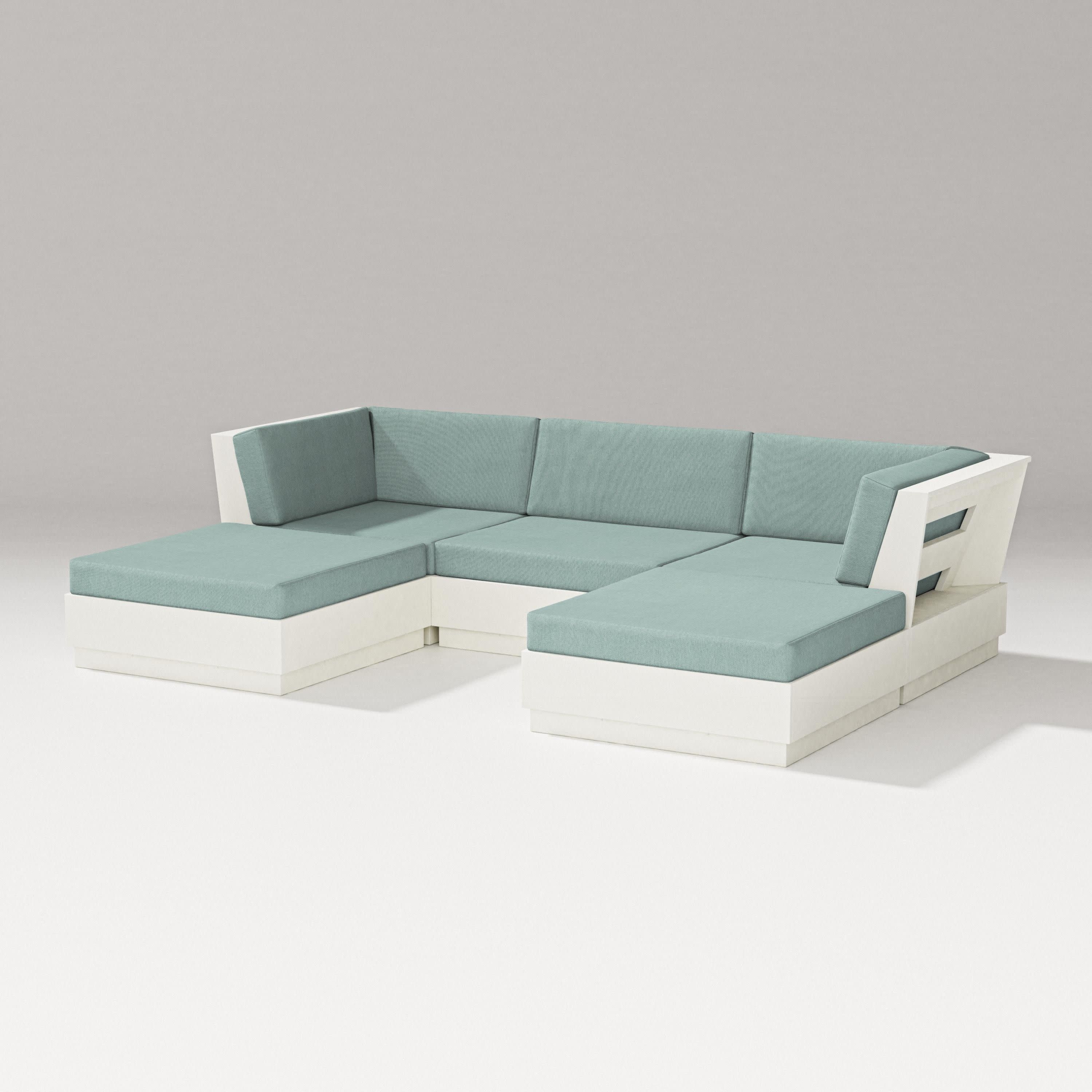 Elevate Double Chaise Sectional in Vintage White / Glacier Spa