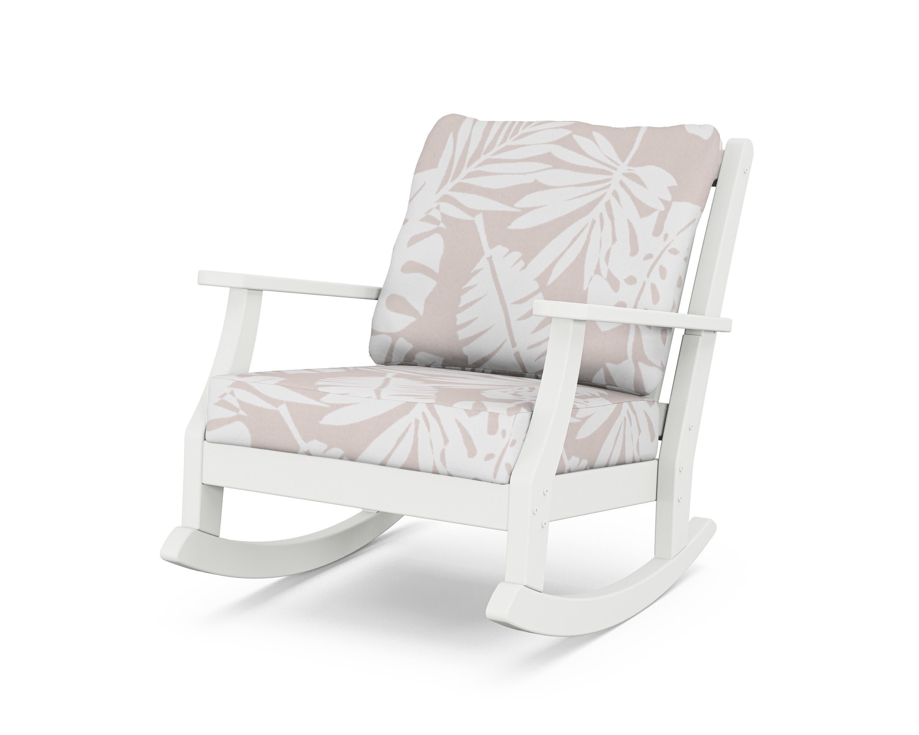 Wovendale Deep Seating Rocking Chair in White / Leaf Dune Burlap