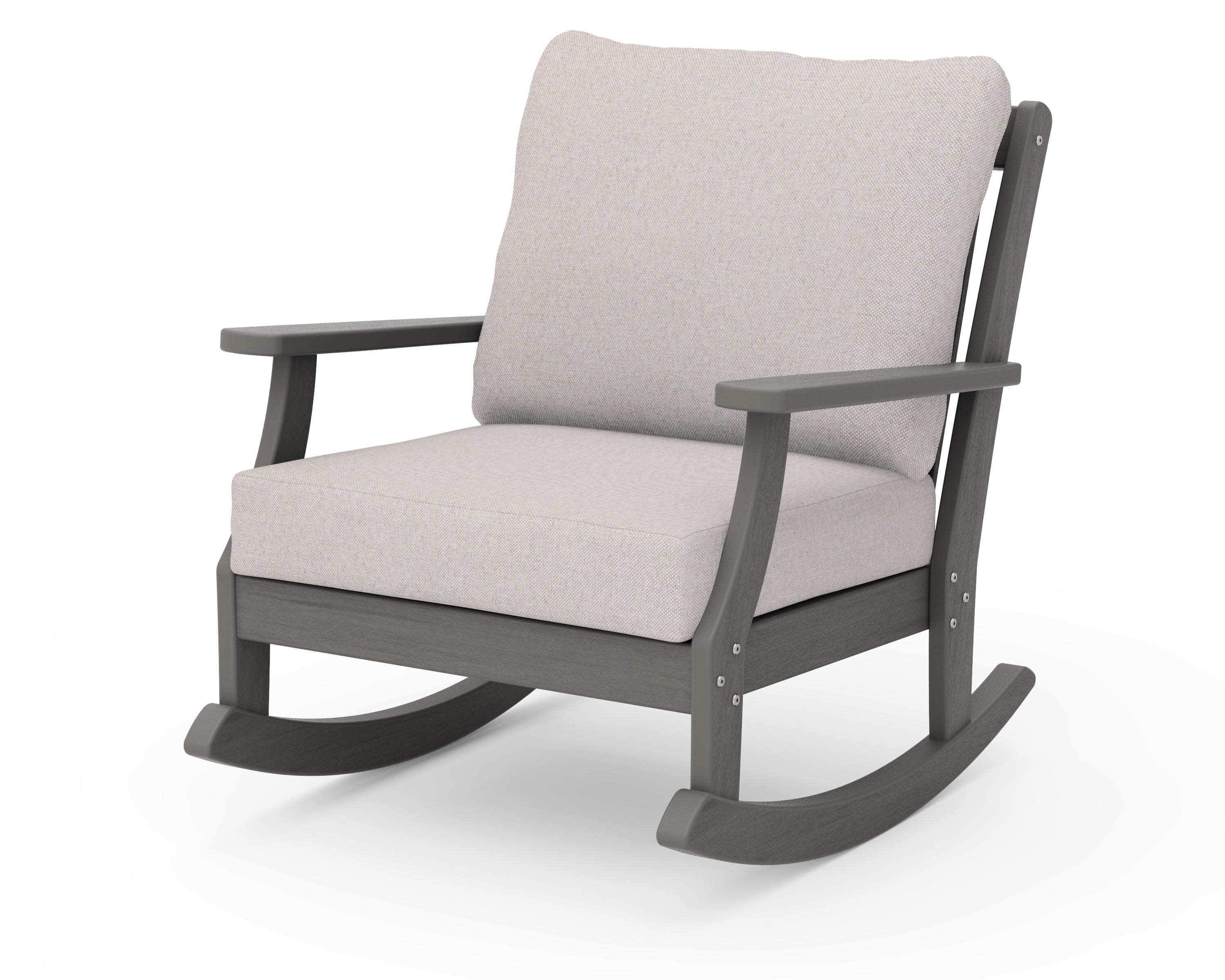 Braxton Deep Seating Rocking Chair in Driftwood / Dune Burlap