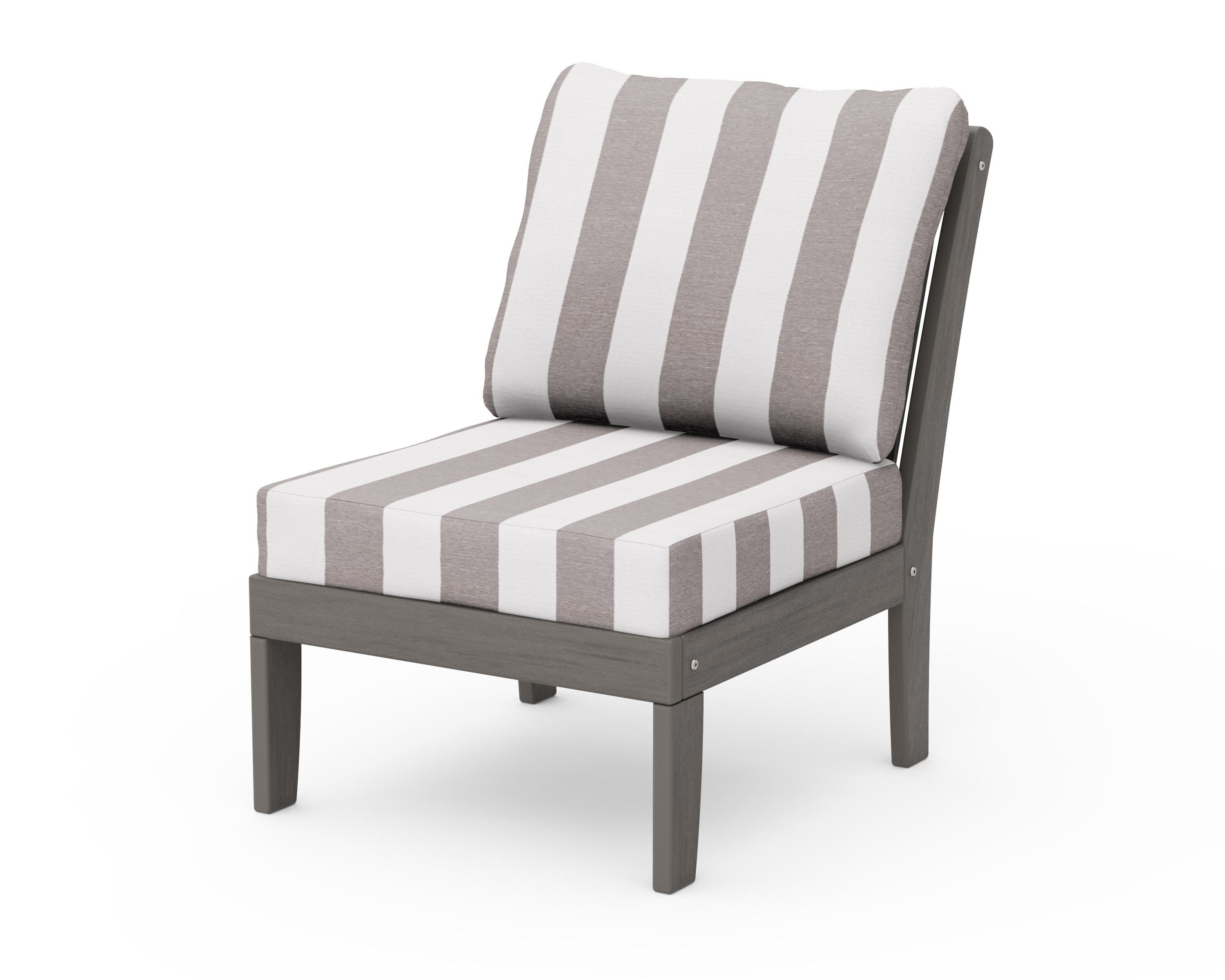 Braxton Modular Armless Chair in Driftwood / Cabana Stripe Grey Mist