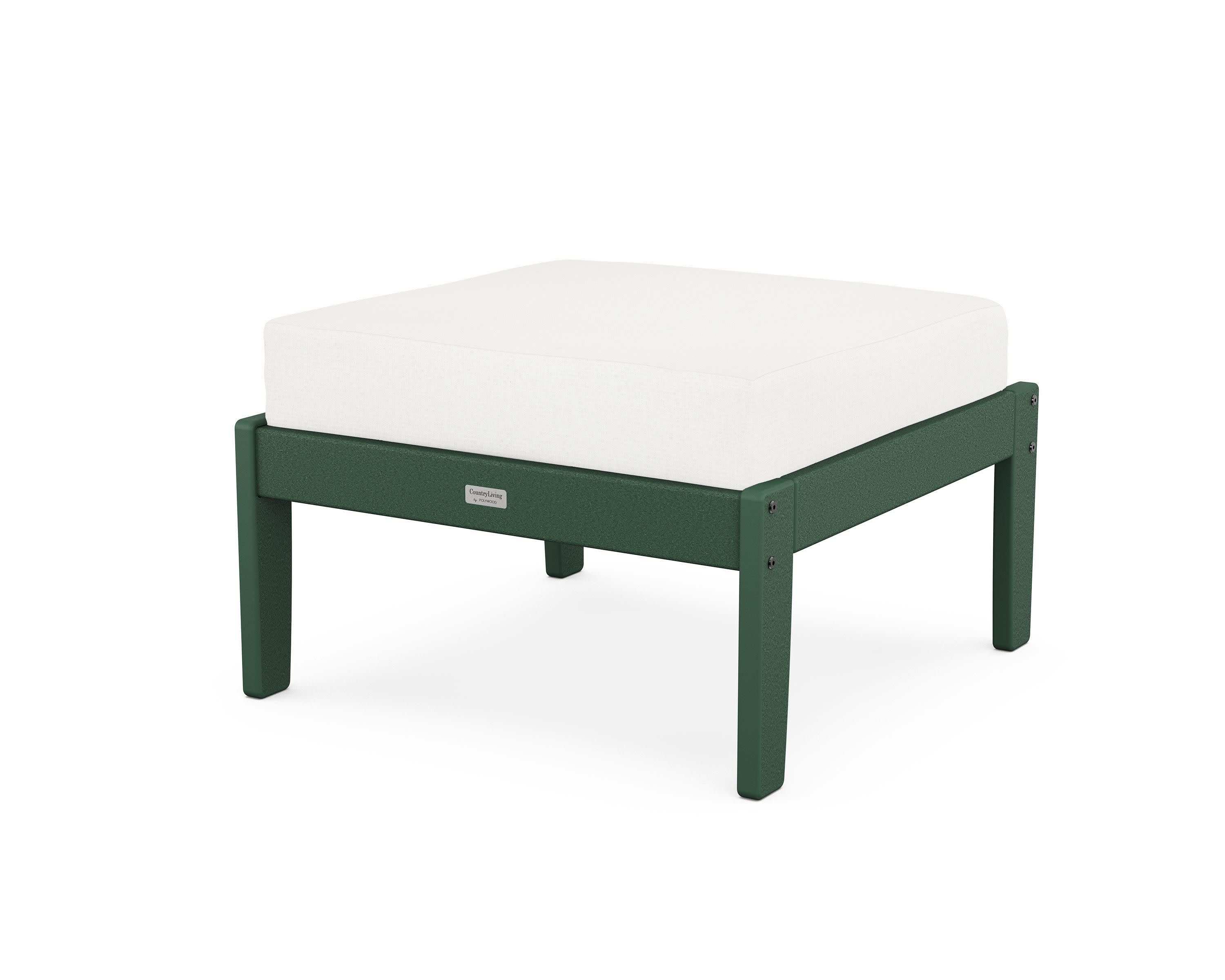Cottage Deep Seating Ottoman in Green / Natural Linen