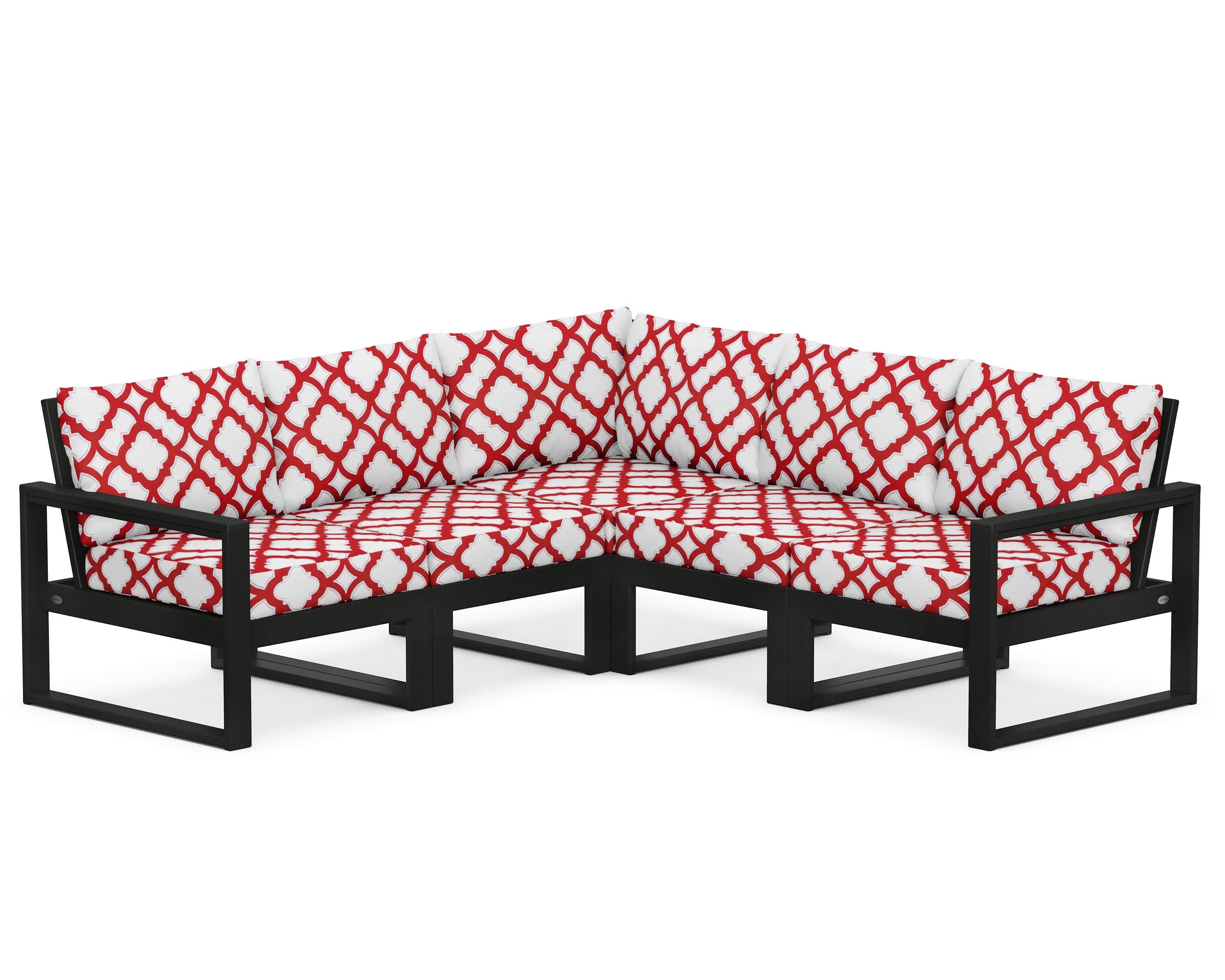 EDGE 5-Piece Modular Deep Seating Set in Black / Trellis Crimson