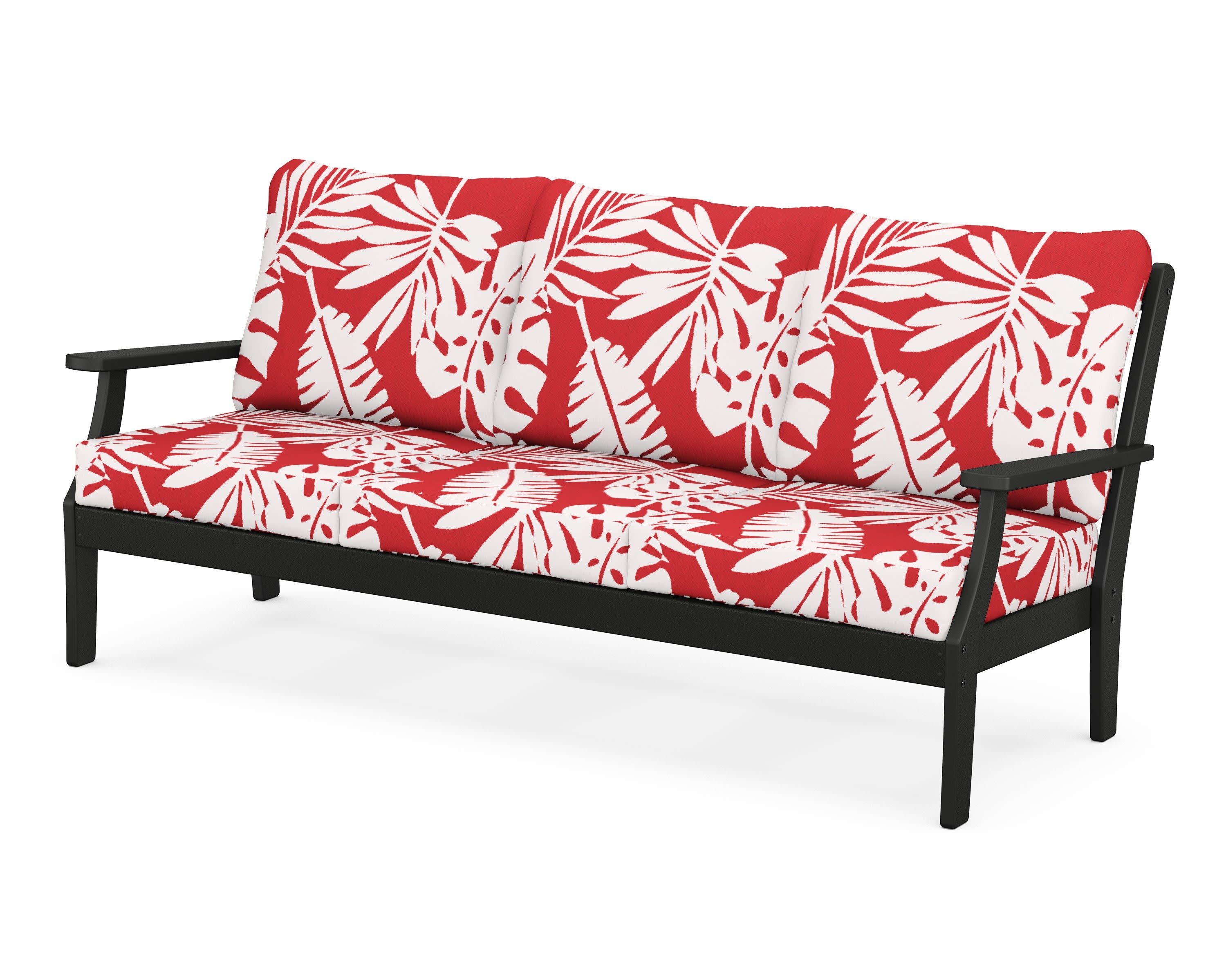 Braxton Deep Seating Sofa in Black / Leaf Crimson