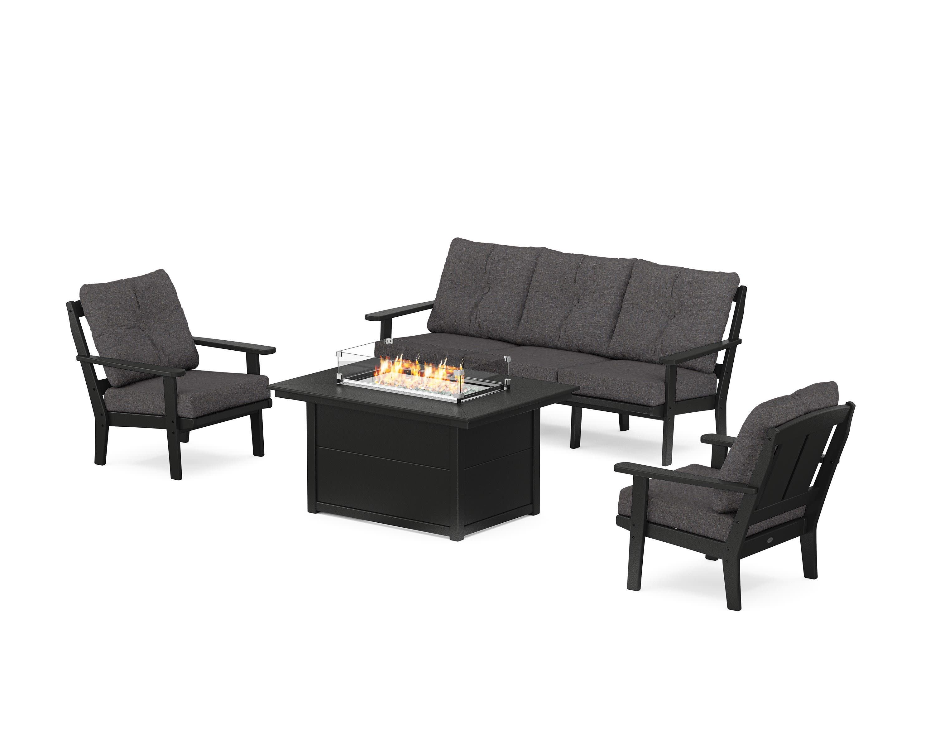 Mission Deep Seating Fire Pit Table Set in Black / Ash Charcoal