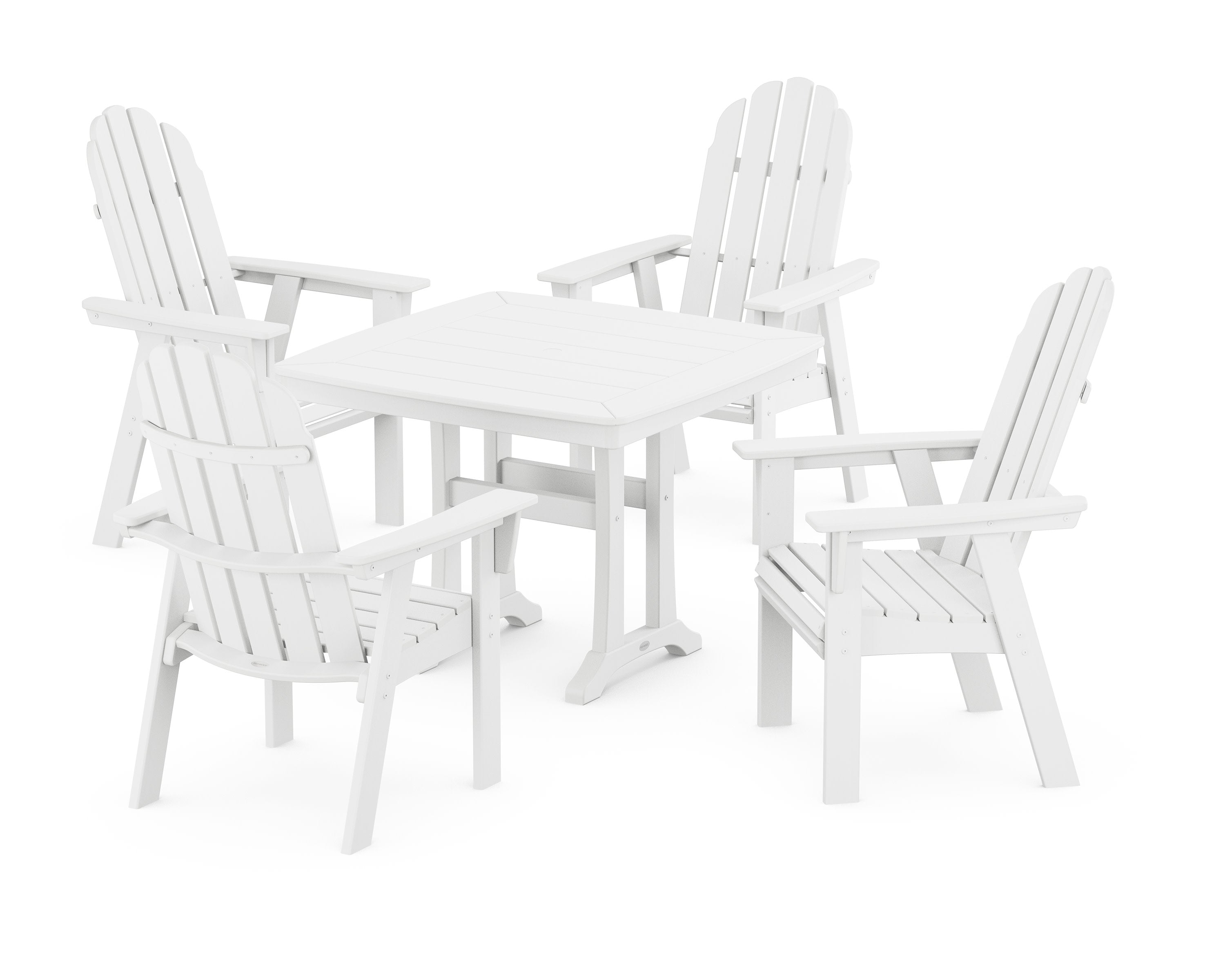 Vineyard Adirondack 5-Piece Dining Set with Trestle Legs in White