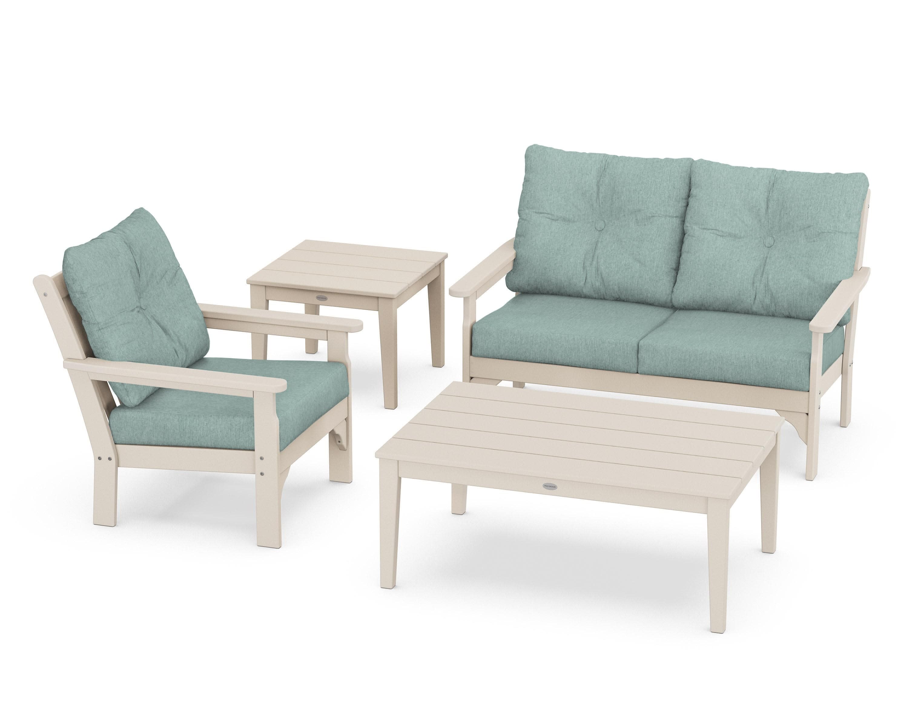 Vineyard 4-Piece Deep Seating Set in Sand / Glacier Spa