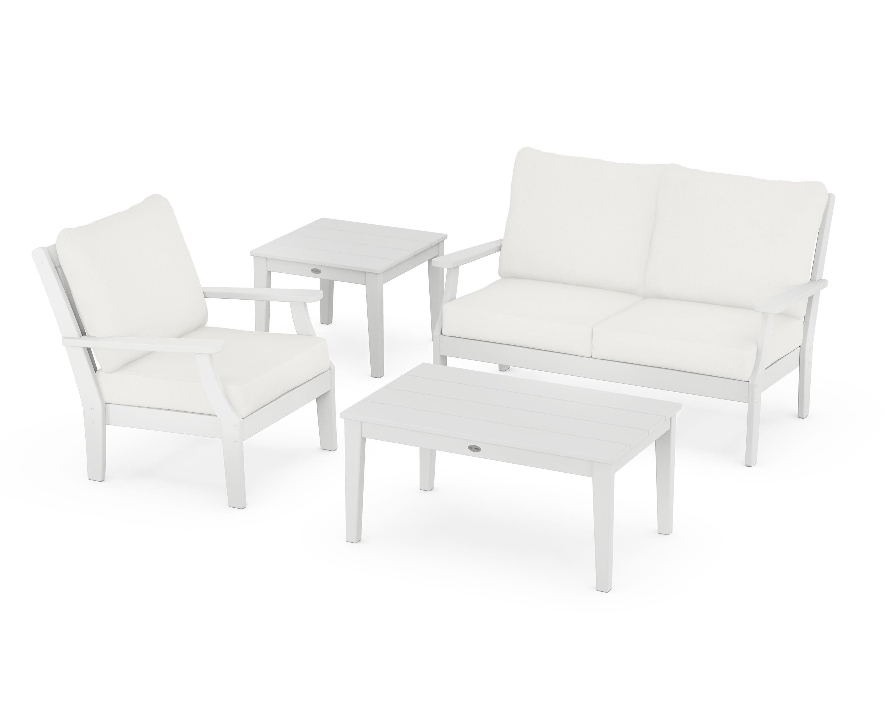 Braxton 4-Piece Deep Seating Set in White / Natural Linen