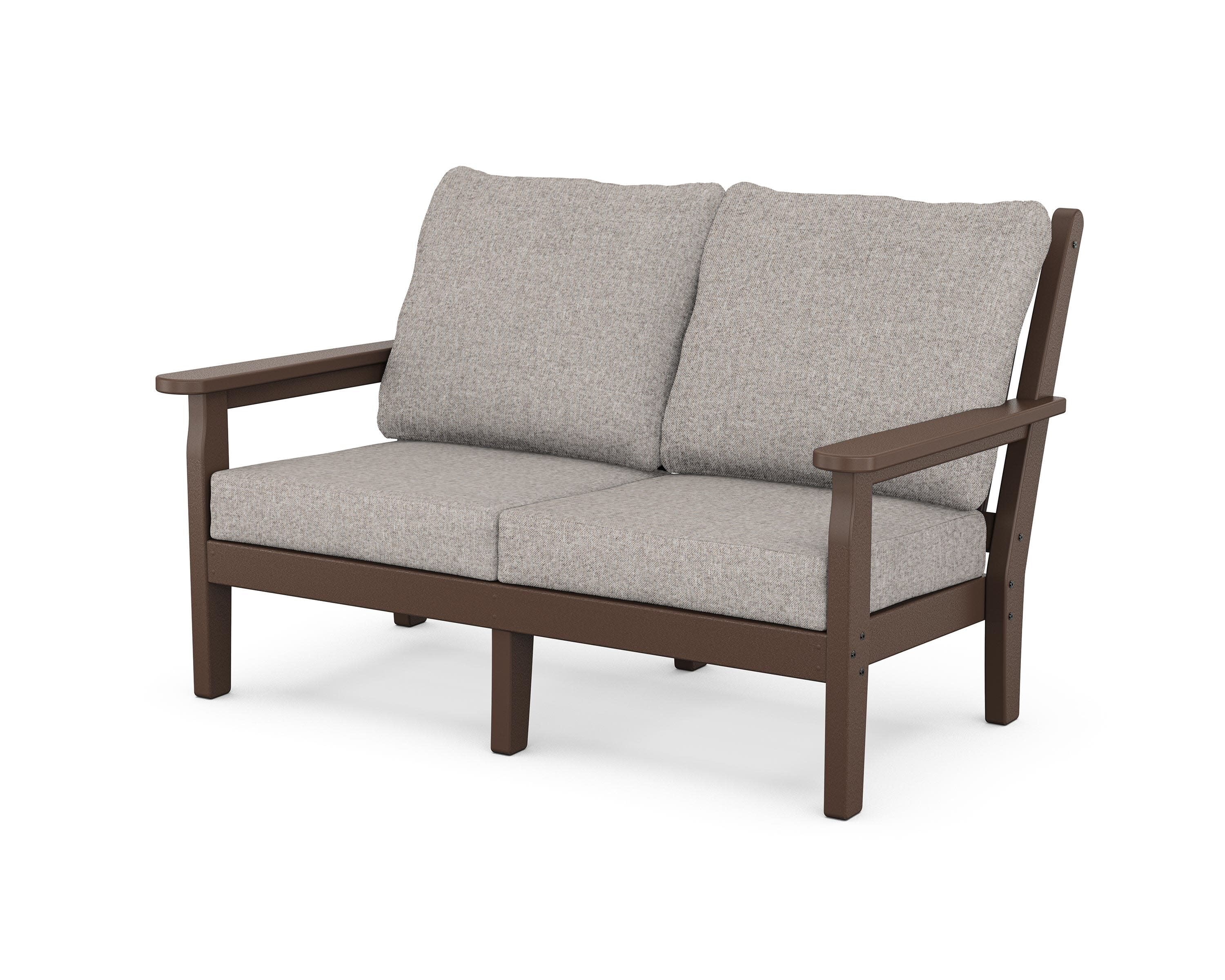 Chippendale Deep Seating Loveseat in Mahogany / Weathered Tweed