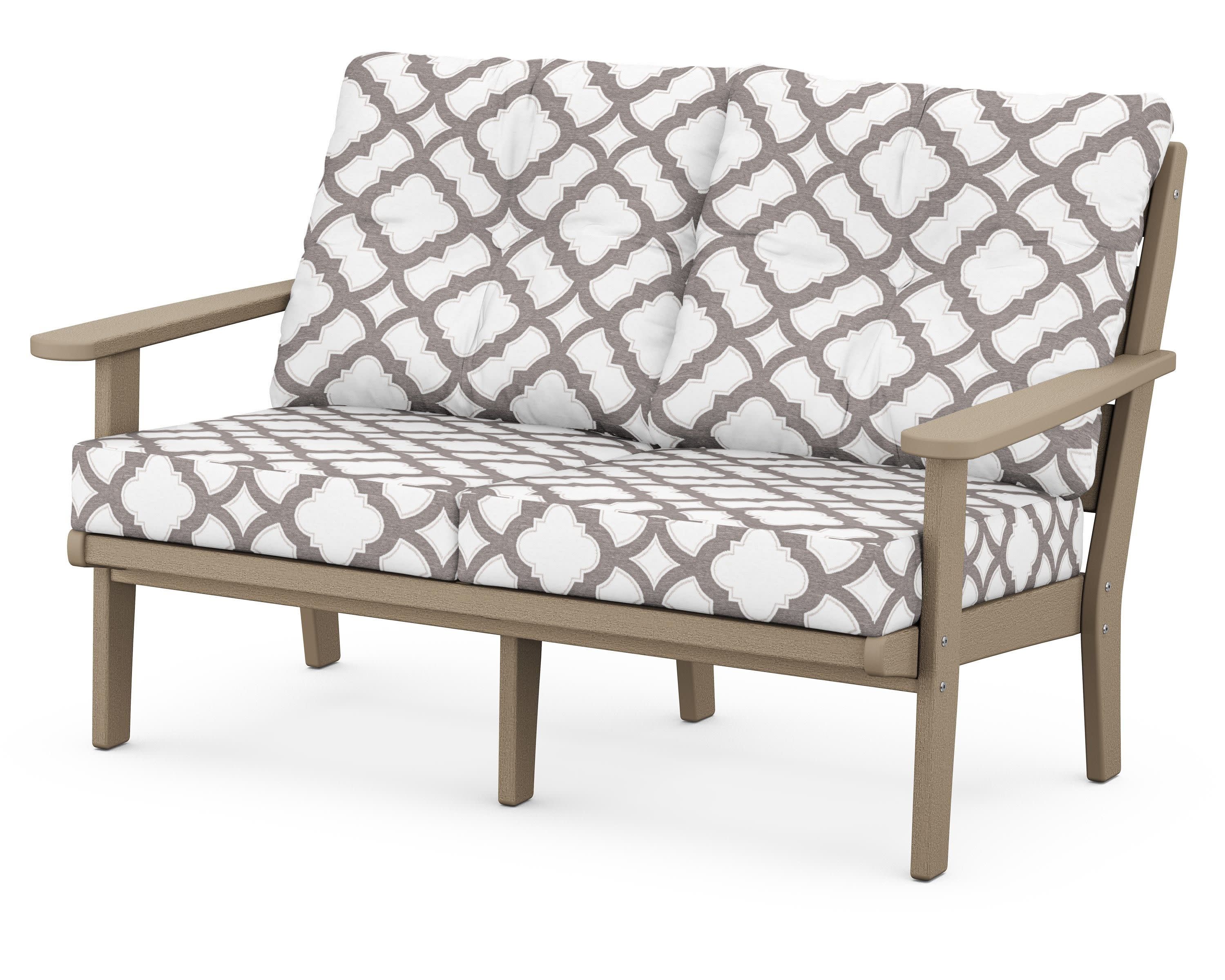 Lakeside Deep Seating Loveseat in Vintage Sahara / Trellis Grey Mist