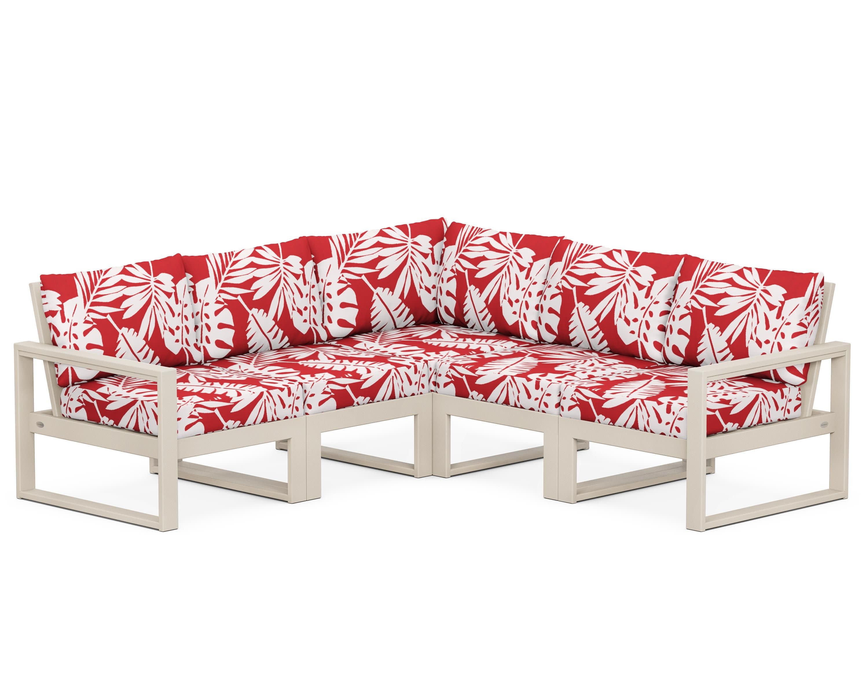EDGE 5-Piece Modular Deep Seating Set in Sand / Leaf Crimson