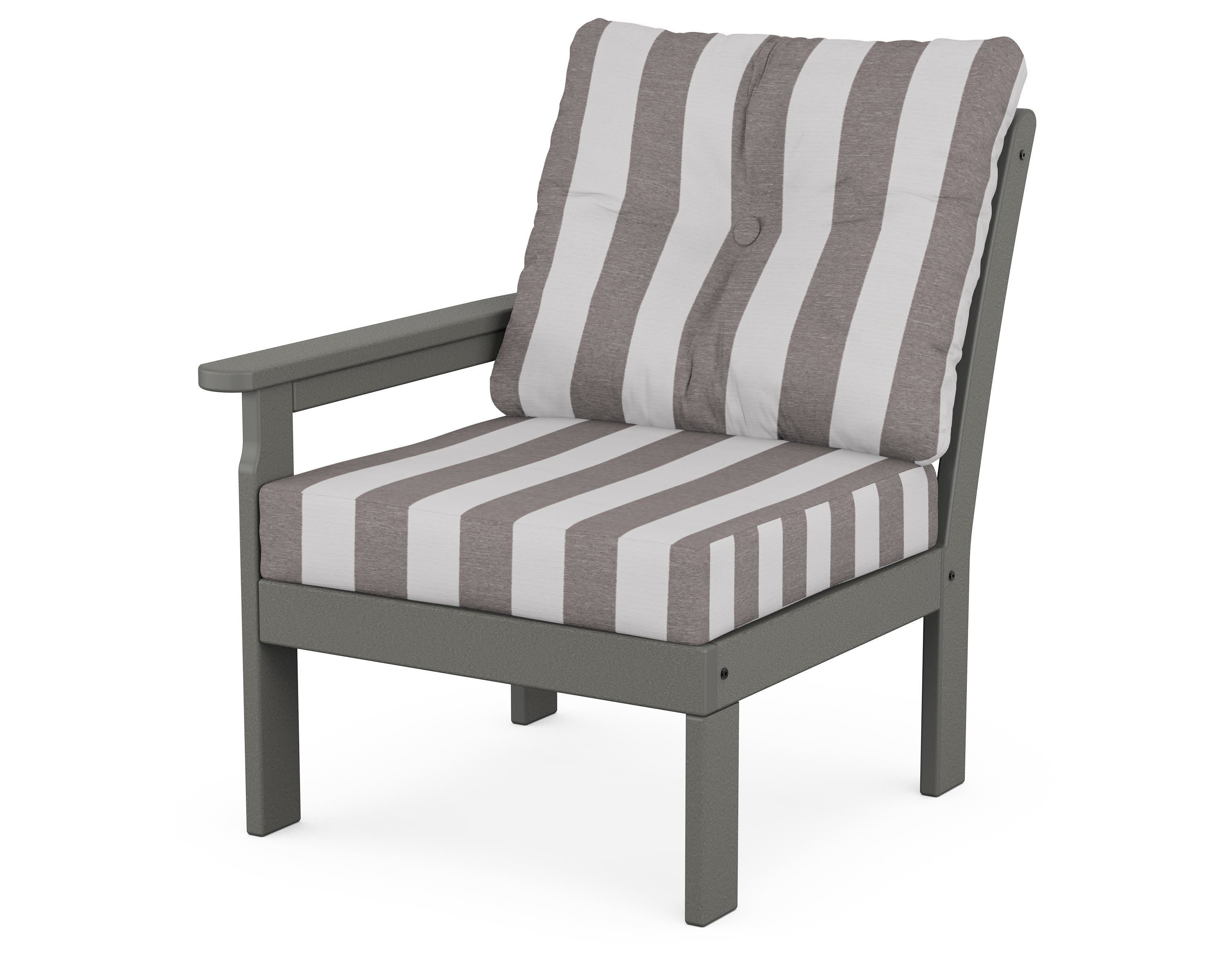 Vineyard Modular Left Arm Chair in Slate Grey / Cabana Stripe Grey Mist