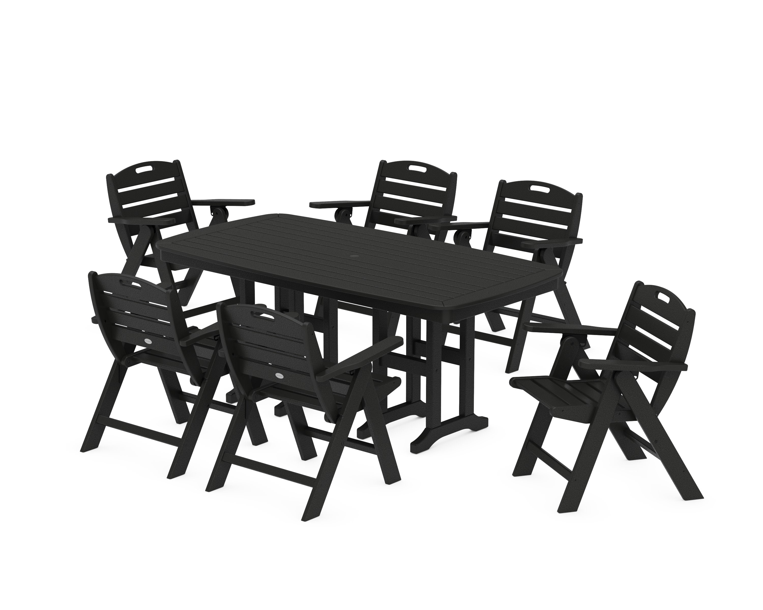Nautical Lowback 7-Piece Dining Set in Black