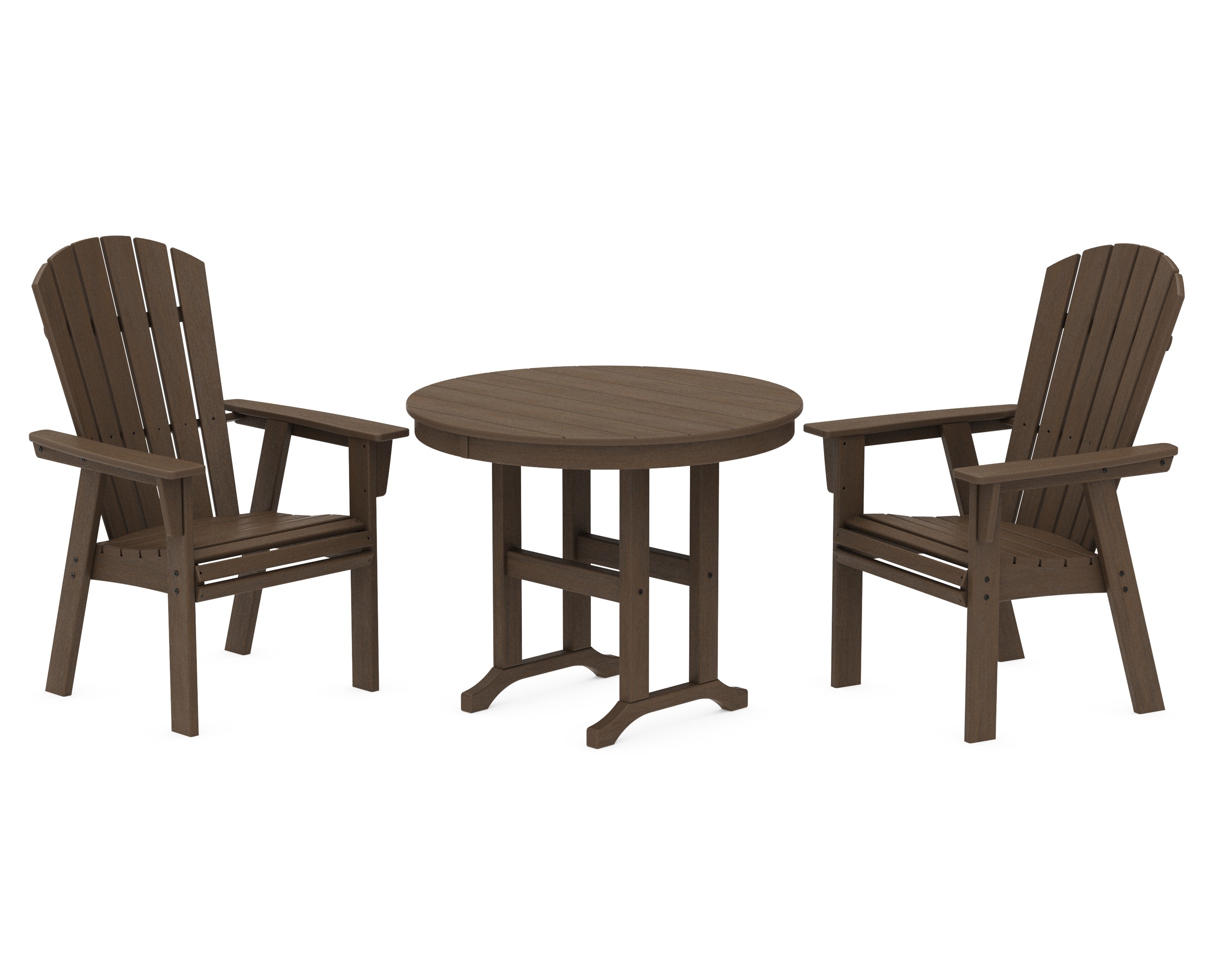Nautical Adirondack 3-Piece Round Dining Set in Kona