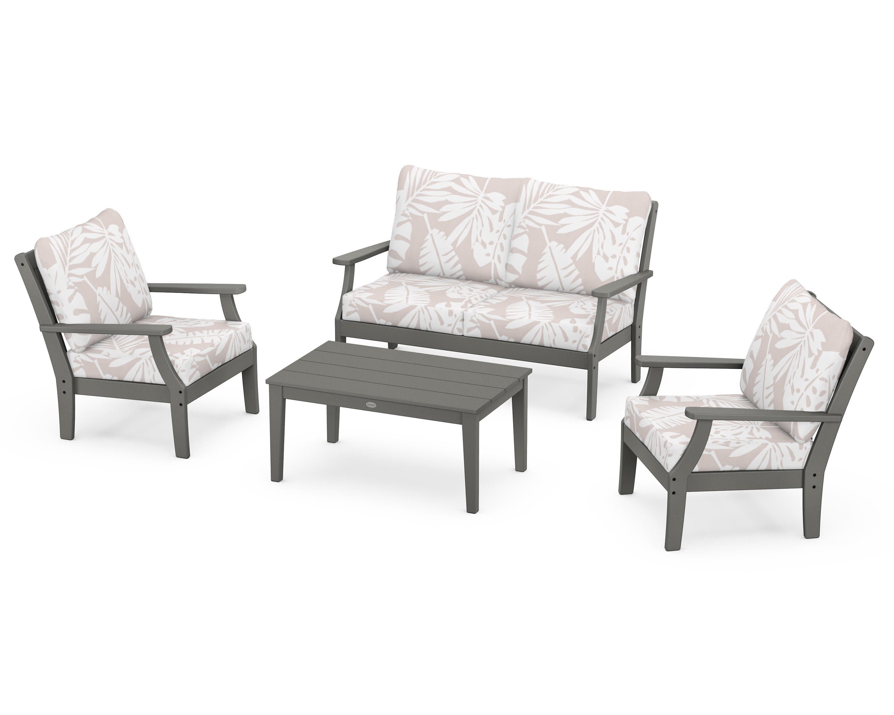 Braxton 4-Piece Deep Seating Chair Set in Slate Grey / Leaf Dune Burlap