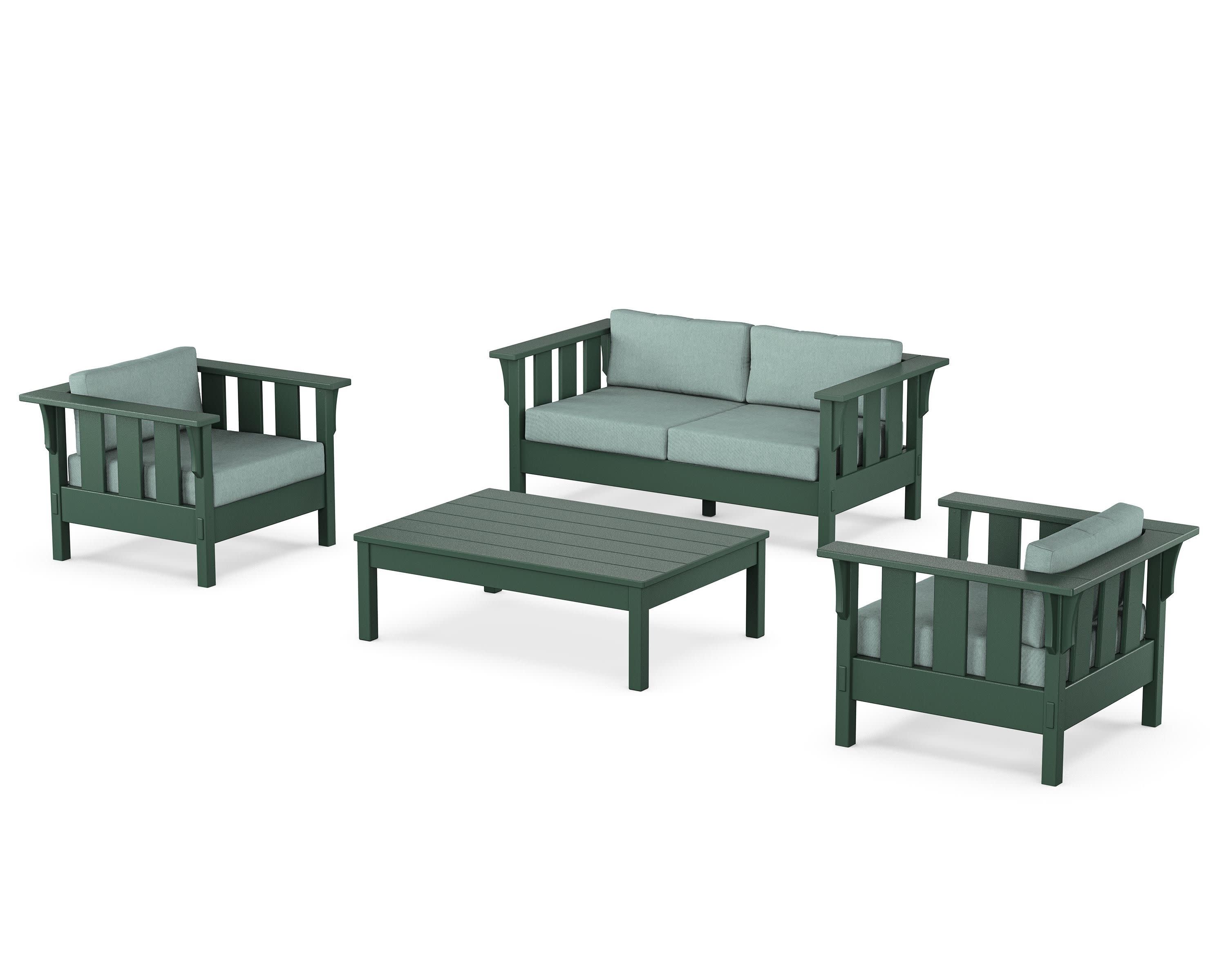 Acadia 4-Piece Deep Seating Set with Loveseat in Green / Glacier Spa