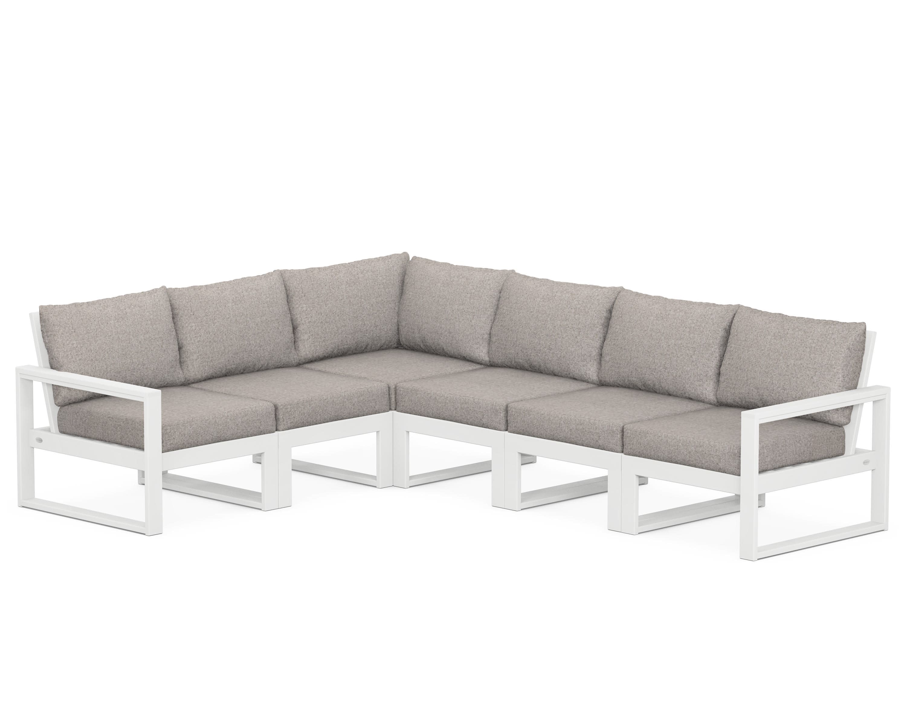 EDGE 6-Piece Modular Deep Seating Set in White / Weathered Tweed