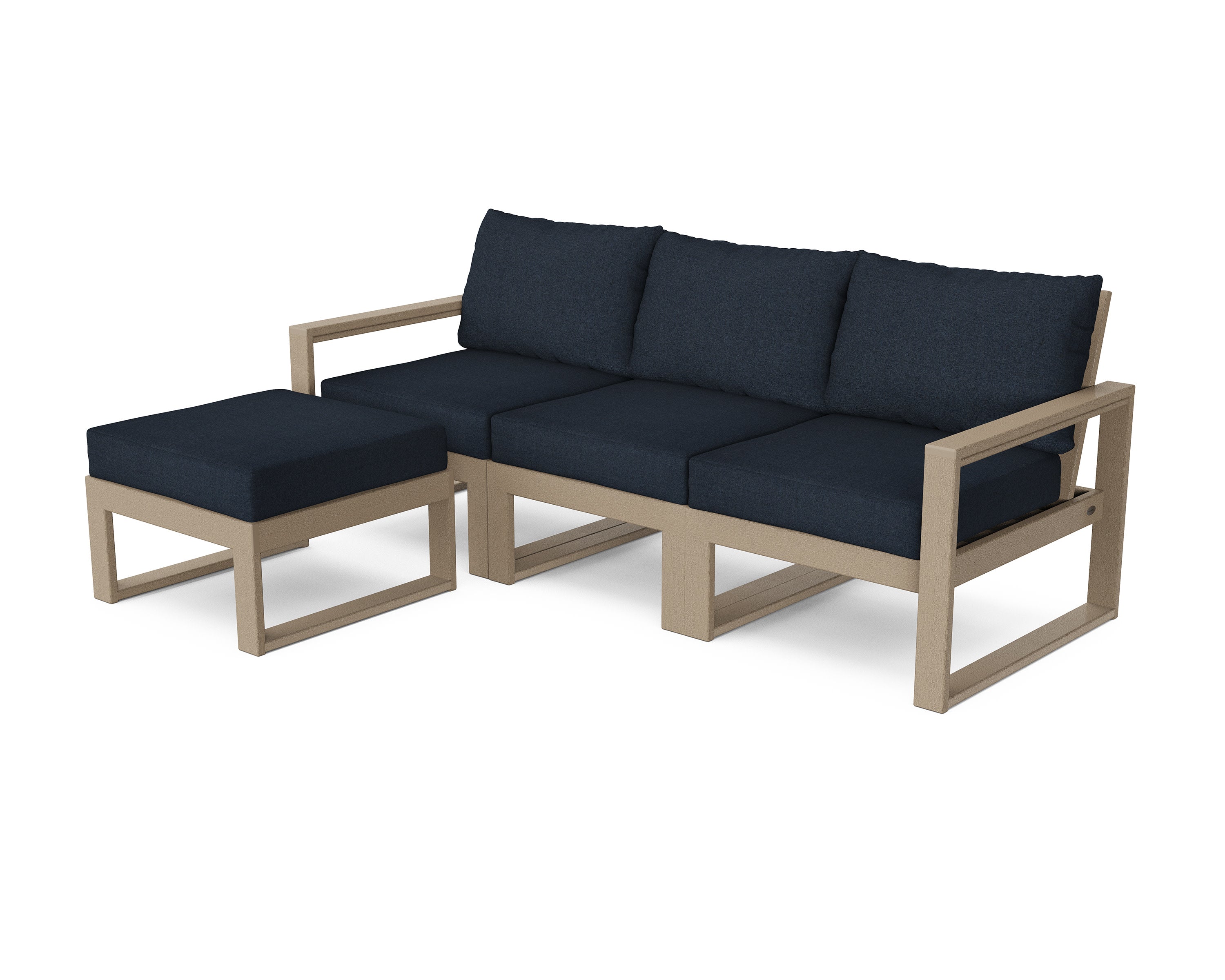 EDGE 4-Piece Modular Deep Seating Set with Ottoman in Vintage Sahara / Marine Indigo