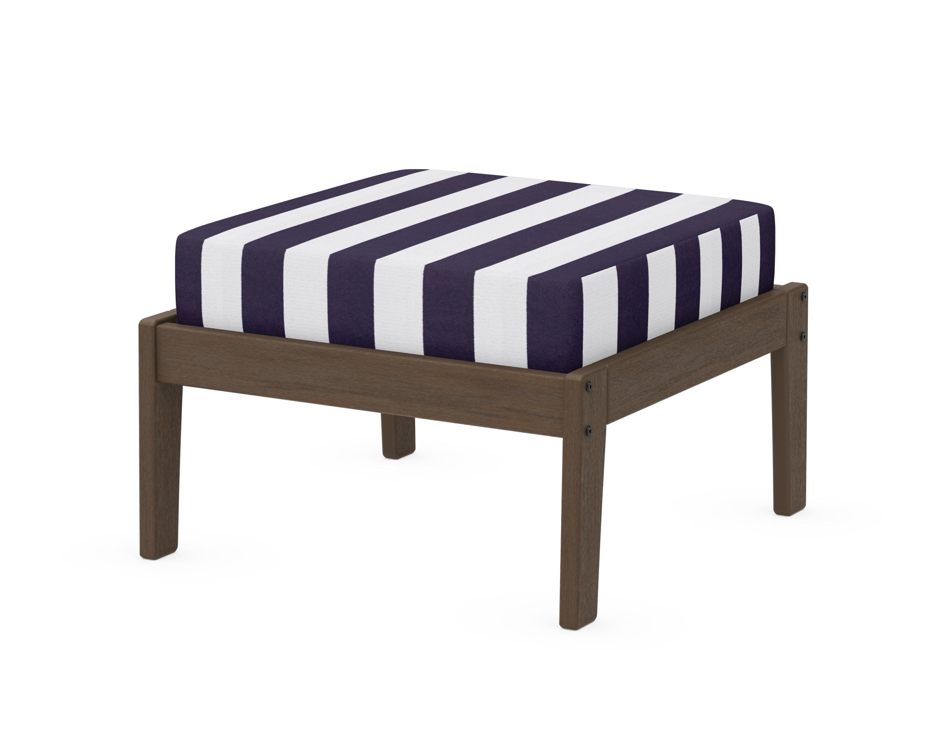 Deep Seating Ottoman in Kona / Cabana Stripe Navy