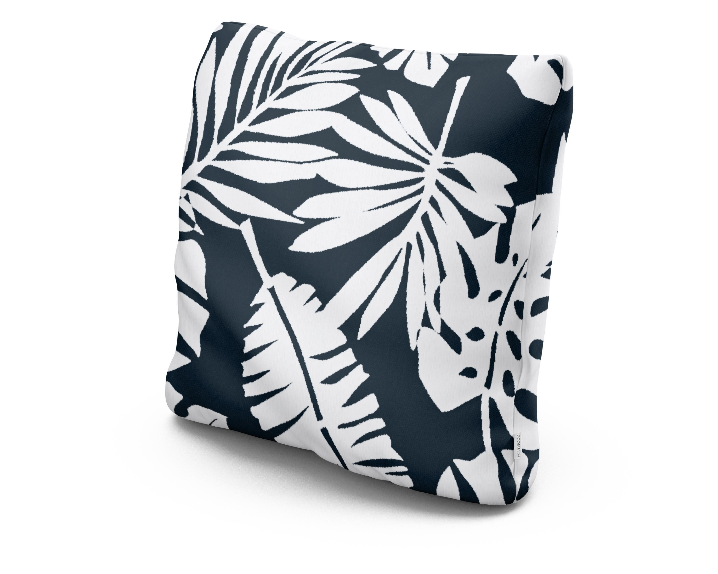 20" Outdoor Throw Pillow in Leaf Marine Indigo