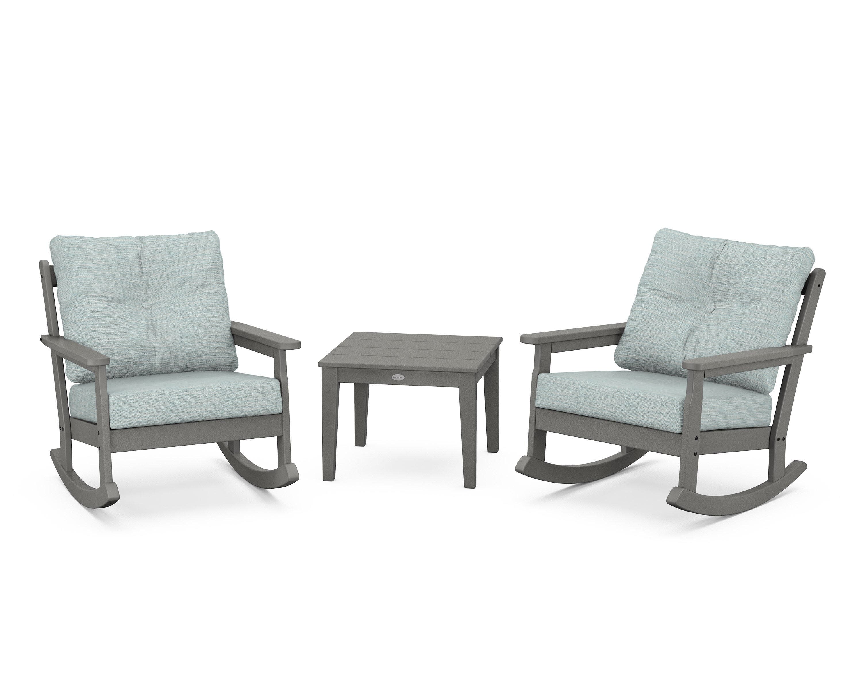 Vineyard 3-Piece Deep Seating Rocker Set in Slate Grey / Soothe Mist