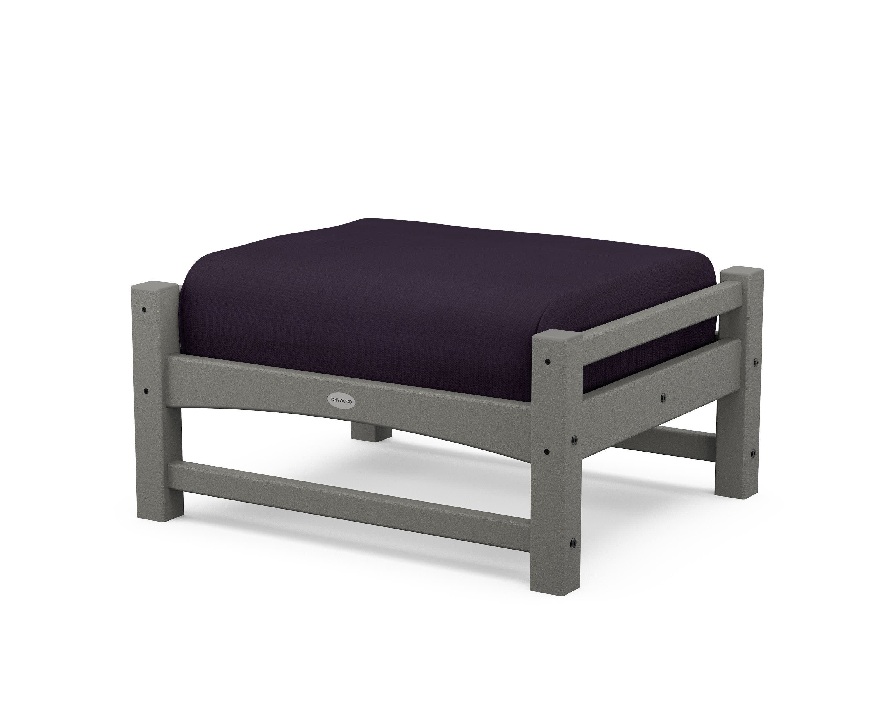 Club Ottoman in Slate Grey / Navy Linen