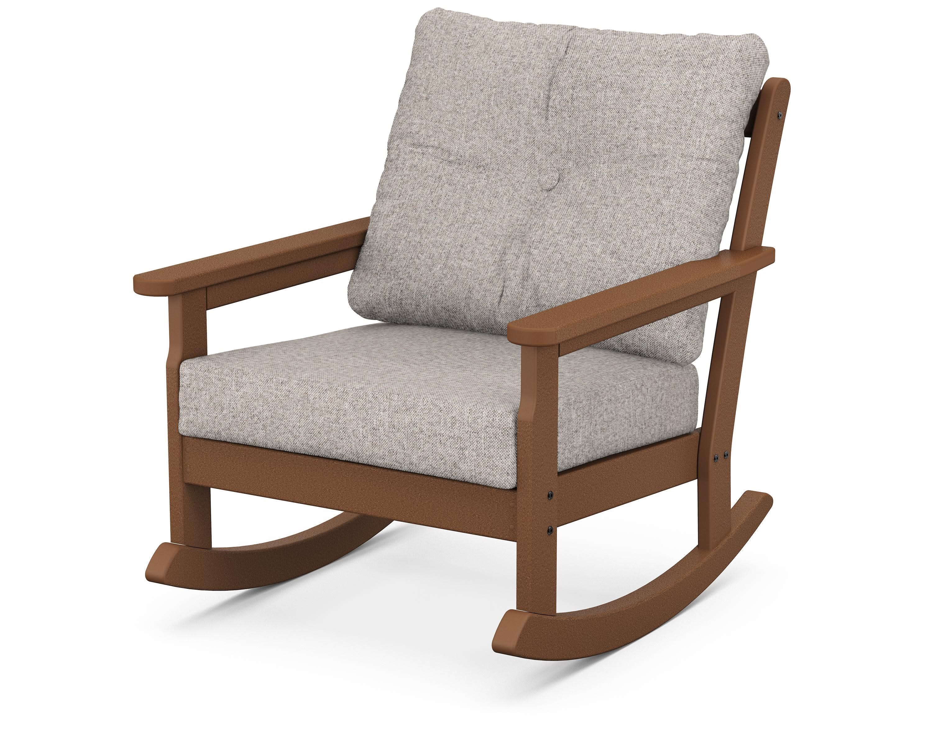 Vineyard Deep Seating Rocking Chair in Teak / Weathered Tweed