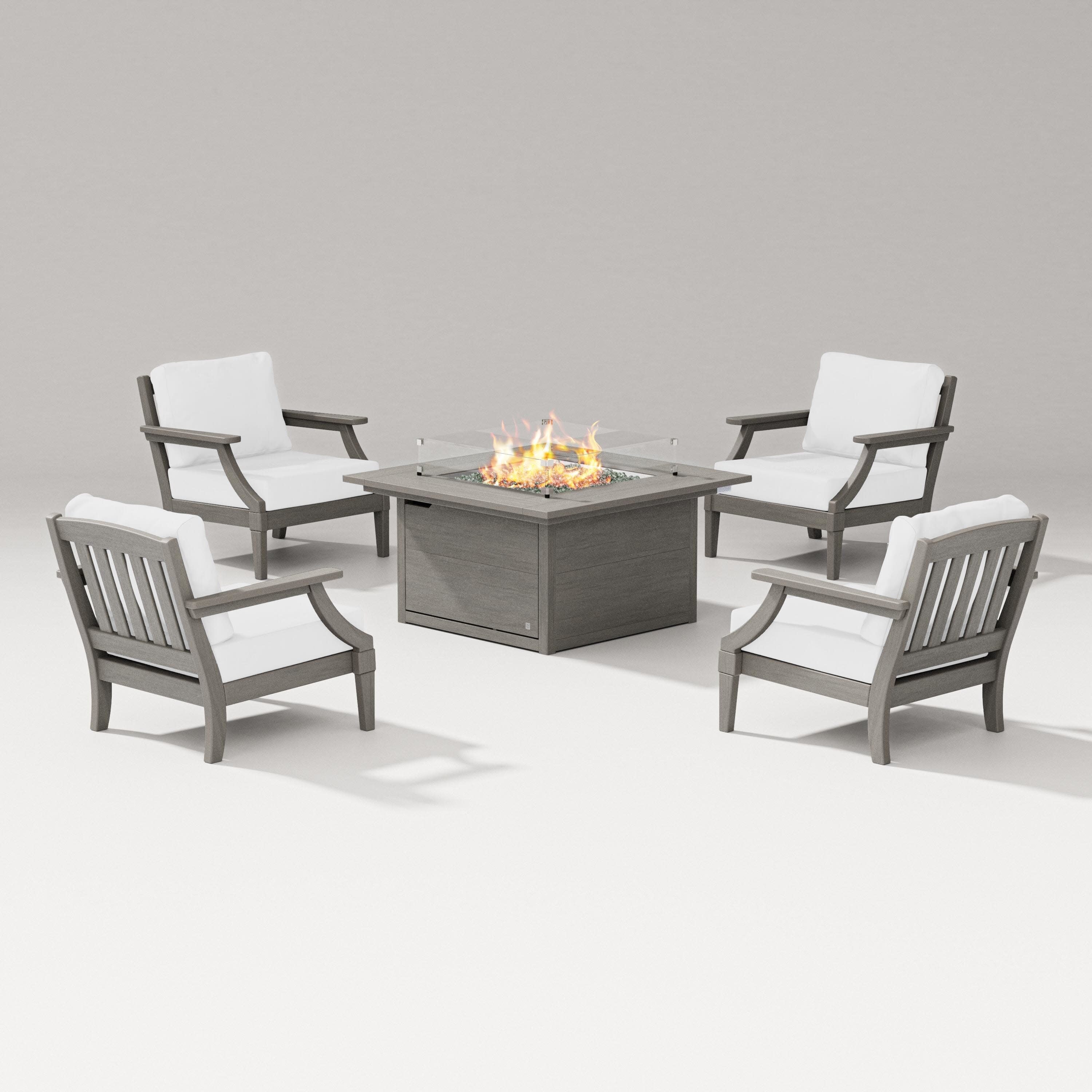 Estate 5-Piece Lounge Fire Table Set in Driftwood / Natural