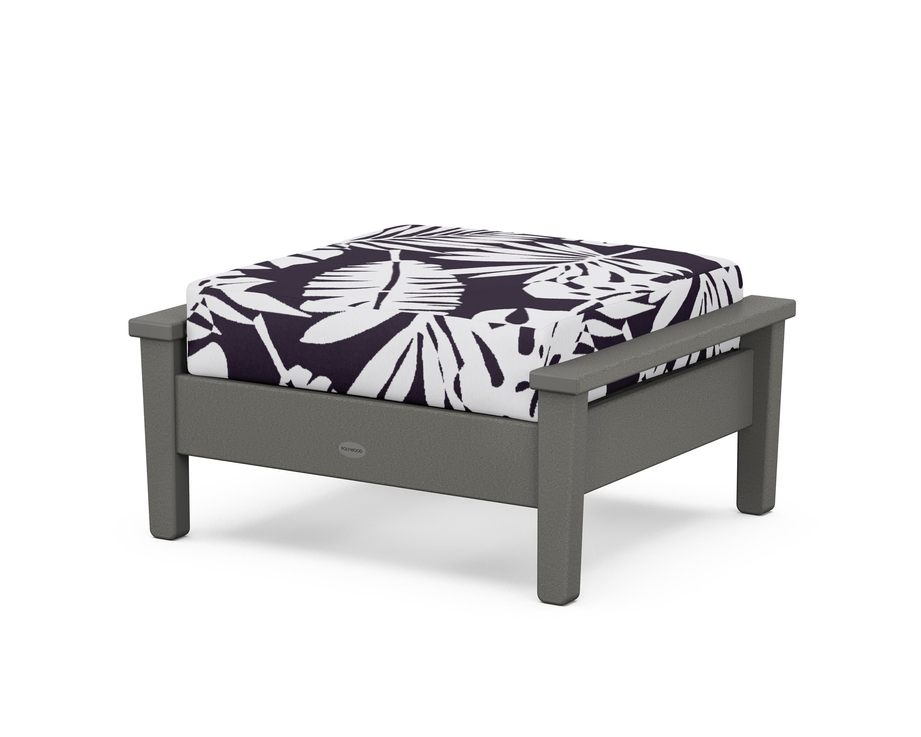 Prescott Deep Seating Ottoman in Slate Grey / Leaf Navy