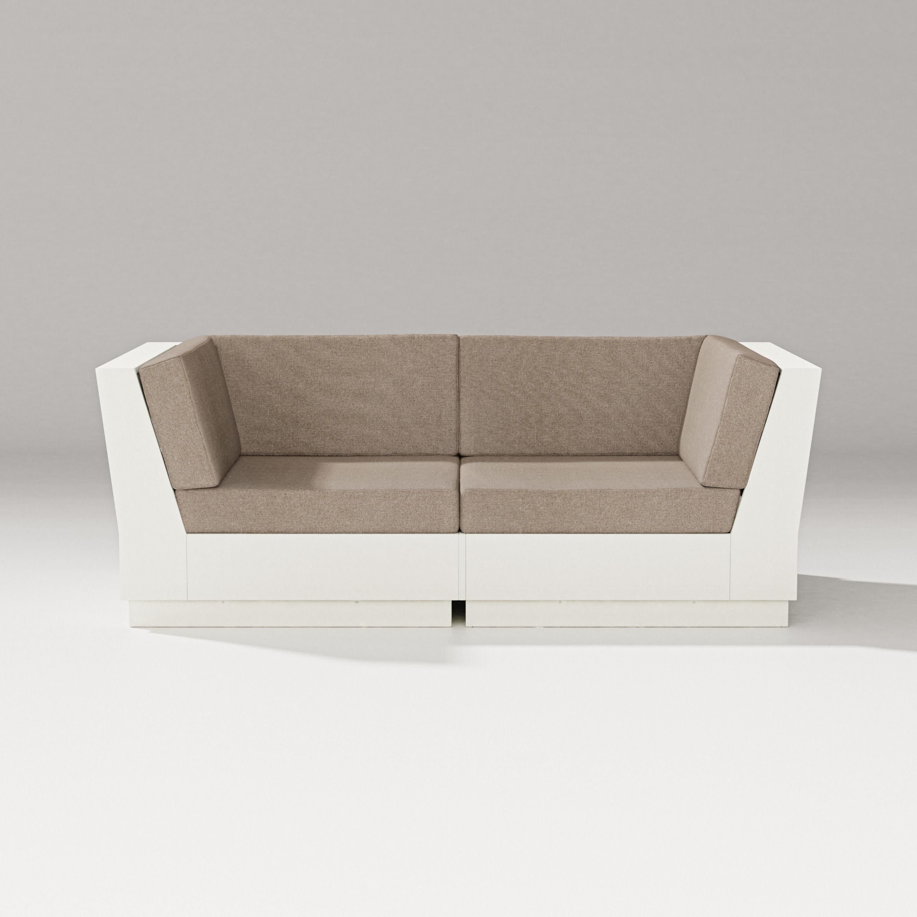 Elevate Loveseat Sectional in Vintage White / Spiced Burlap