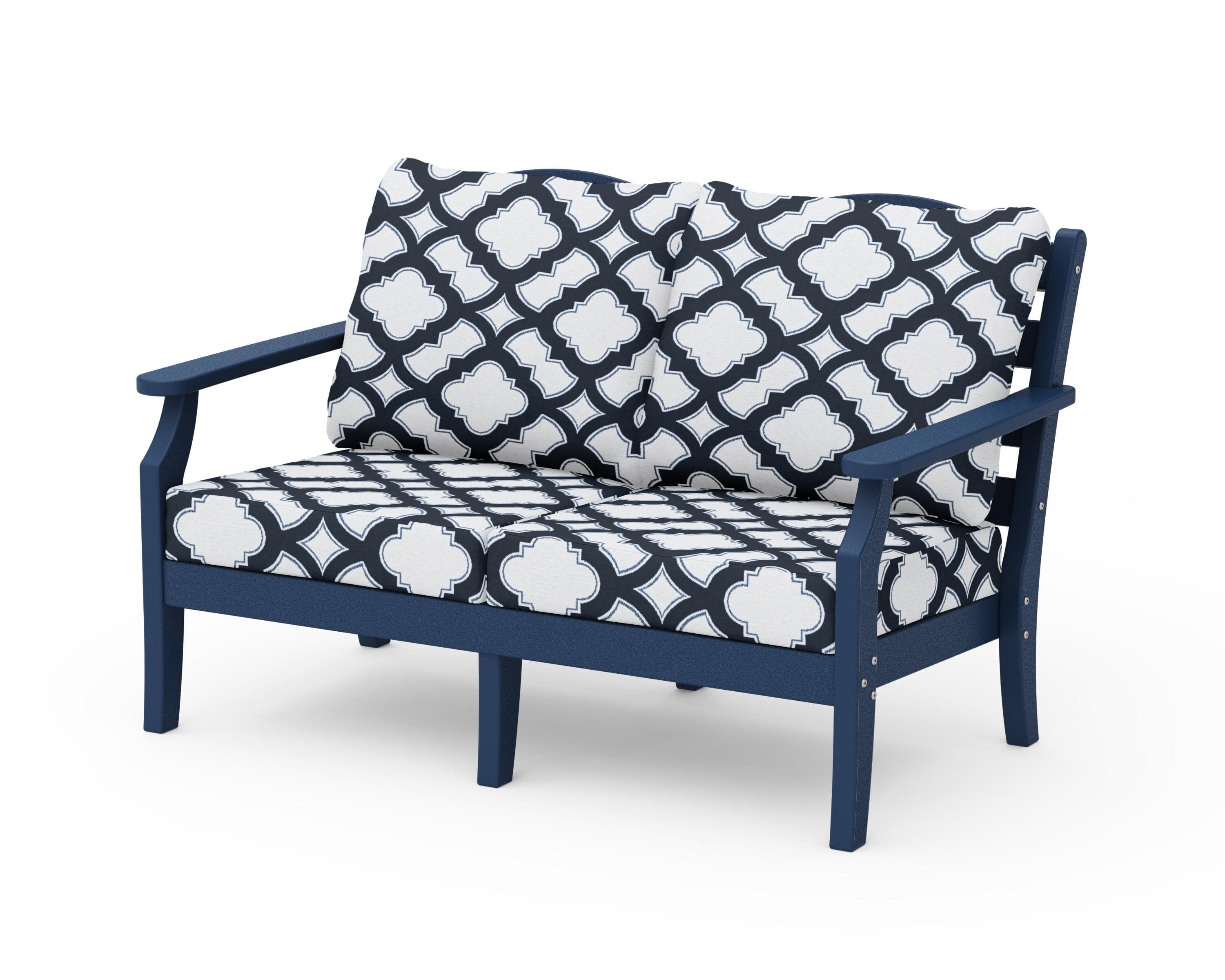 Savannah Deep Seating Loveseat in Navy / Trellis Marine Indigo