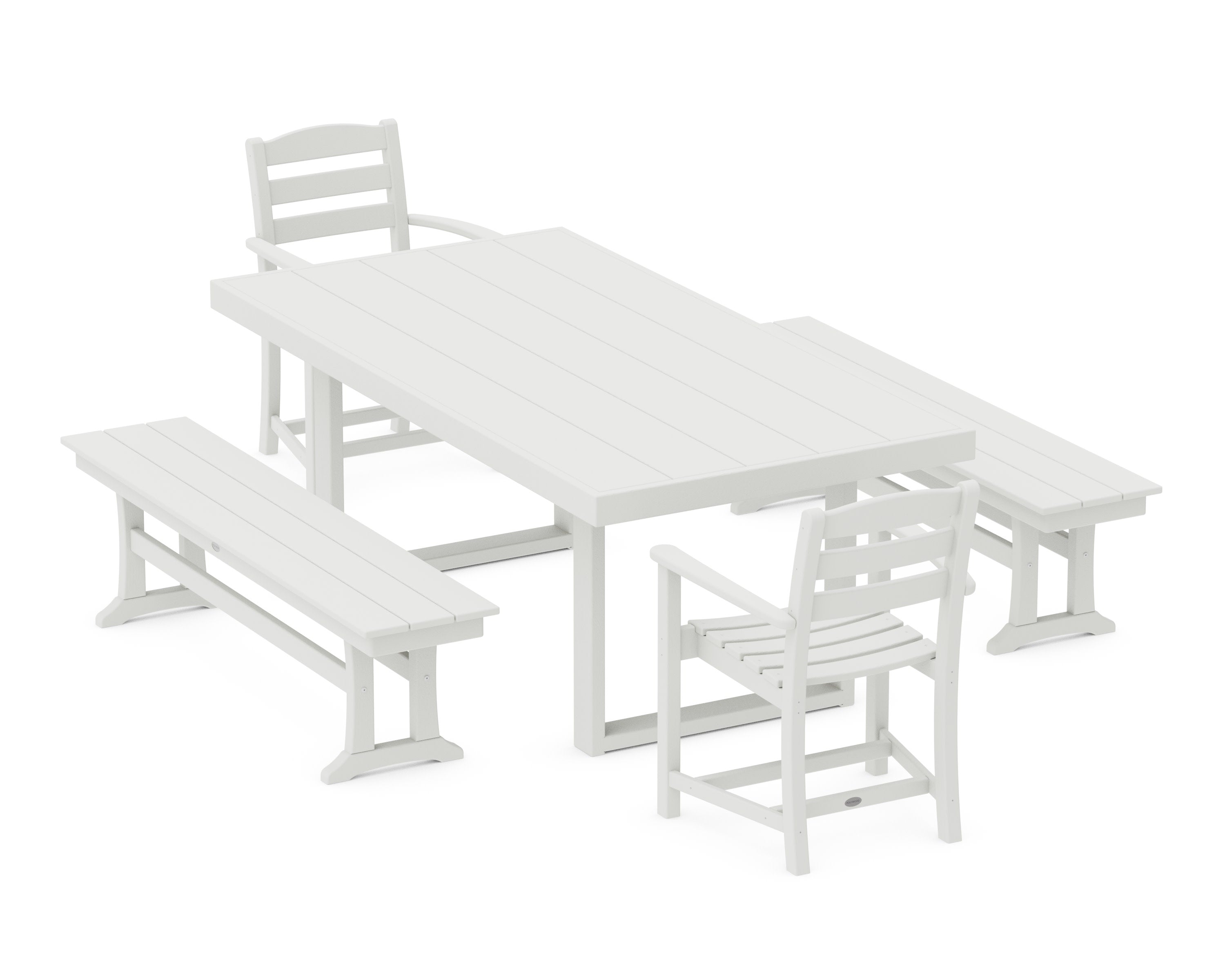 La Casa Caf 5-Piece Dining Set with Benches in Vintage White