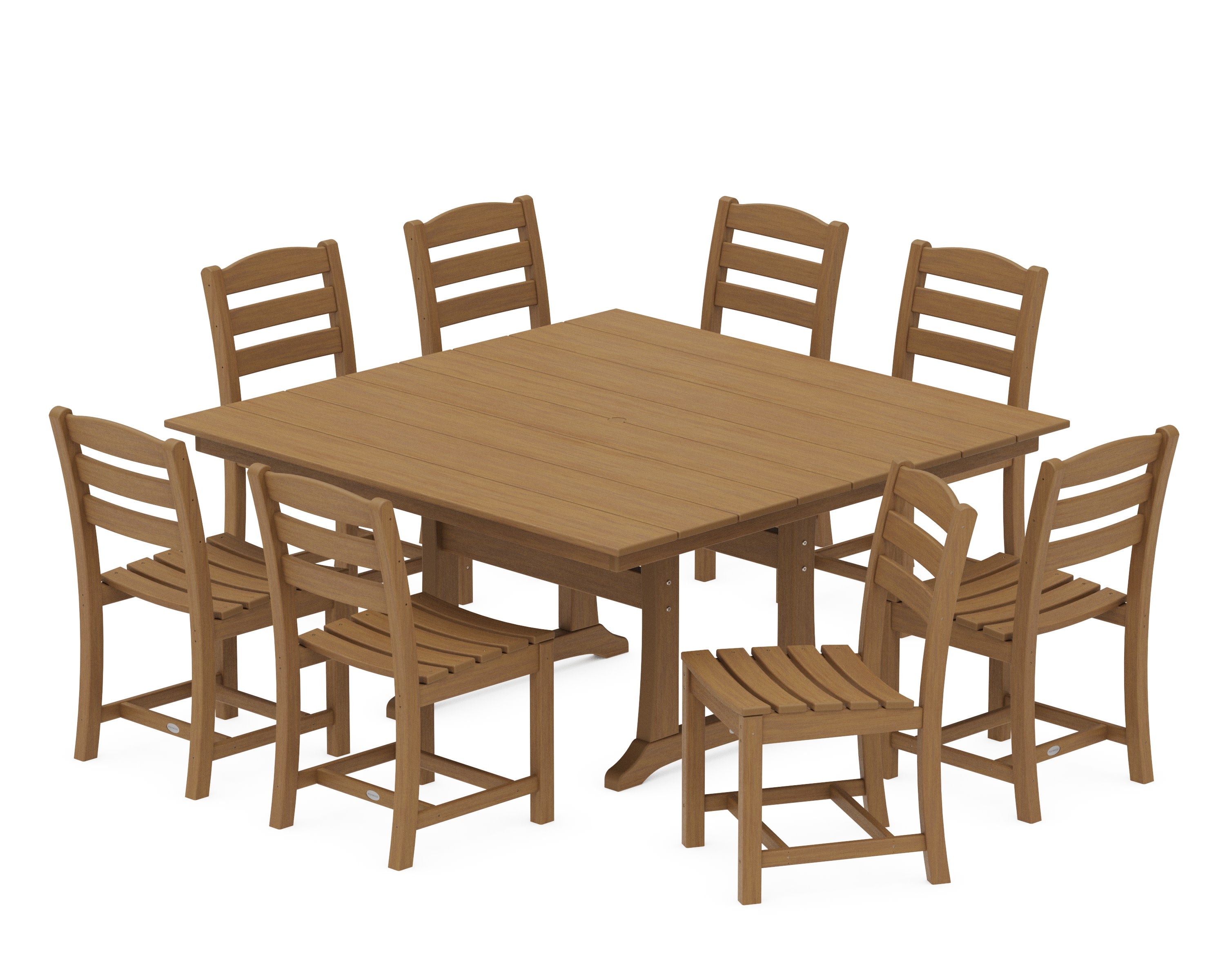La Casa Caf 9-Piece Farmhouse Trestle Dining Set in Natural