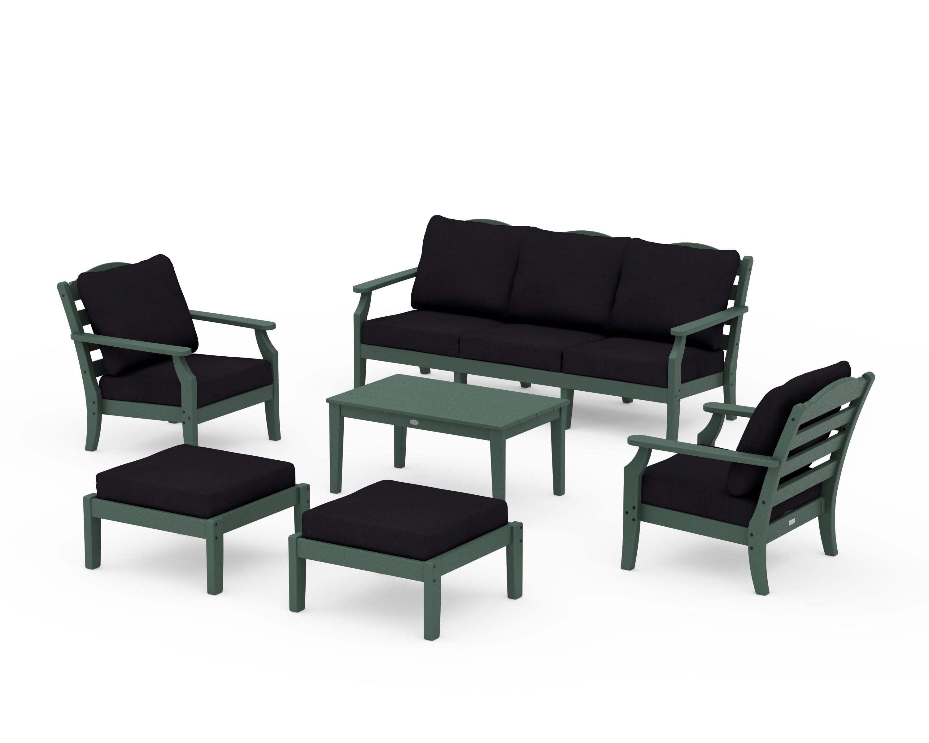Savannah 6-Piece Lounge Sofa Set in Green / Midnight Linen