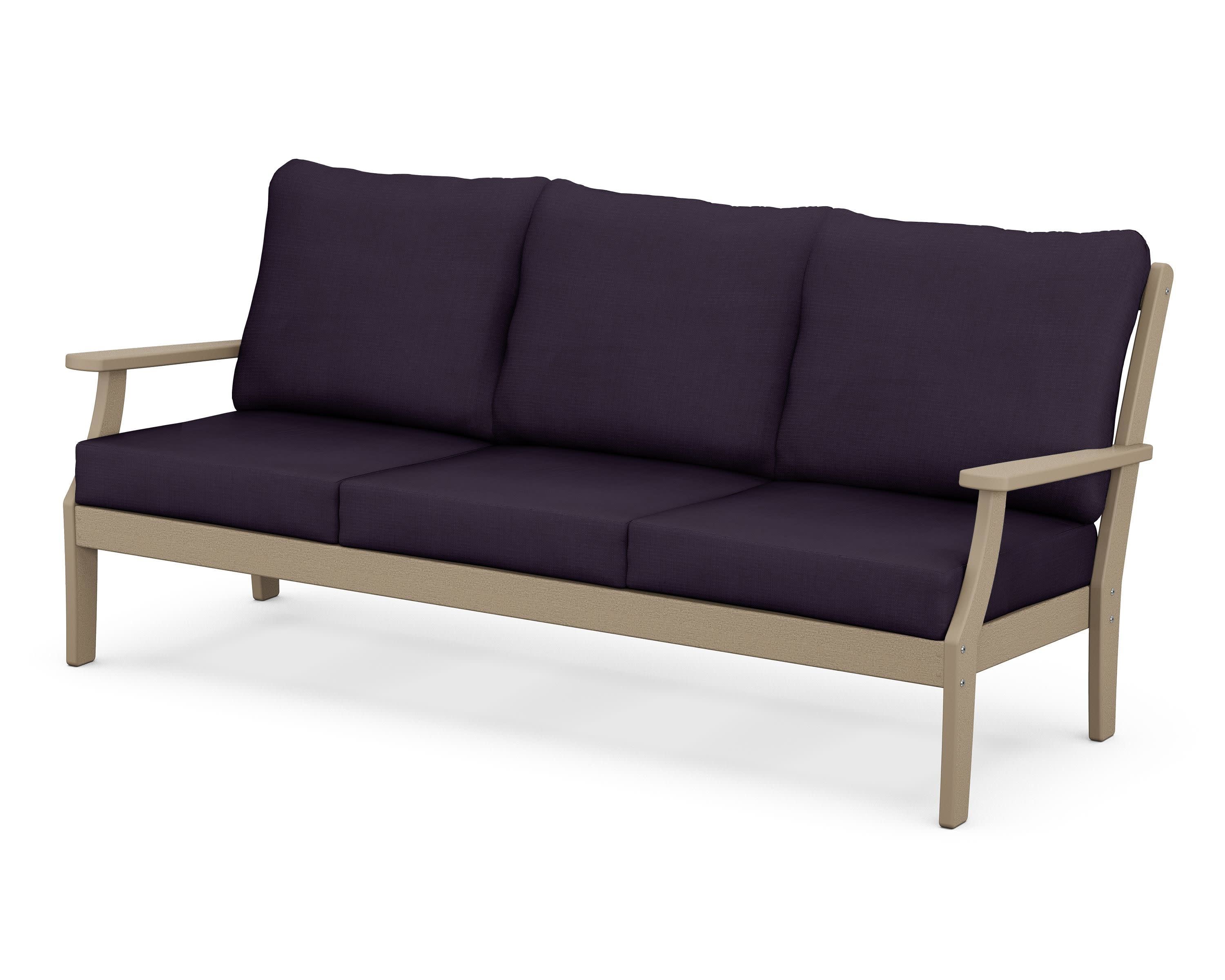 Braxton Deep Seating Sofa in Vintage Sahara / Navy Linen