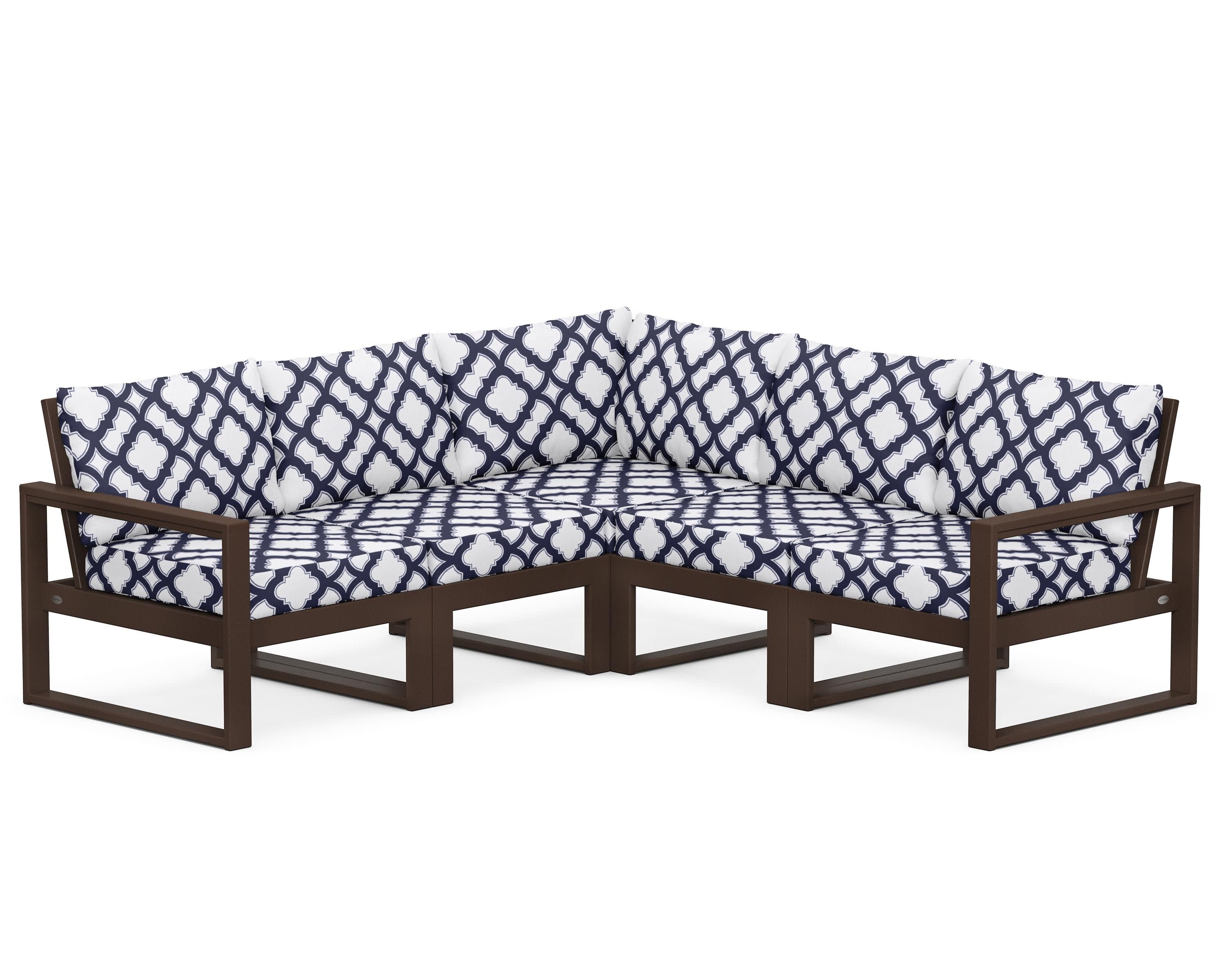 EDGE 5-Piece Modular Deep Seating Set in Mahogany / Trellis Navy