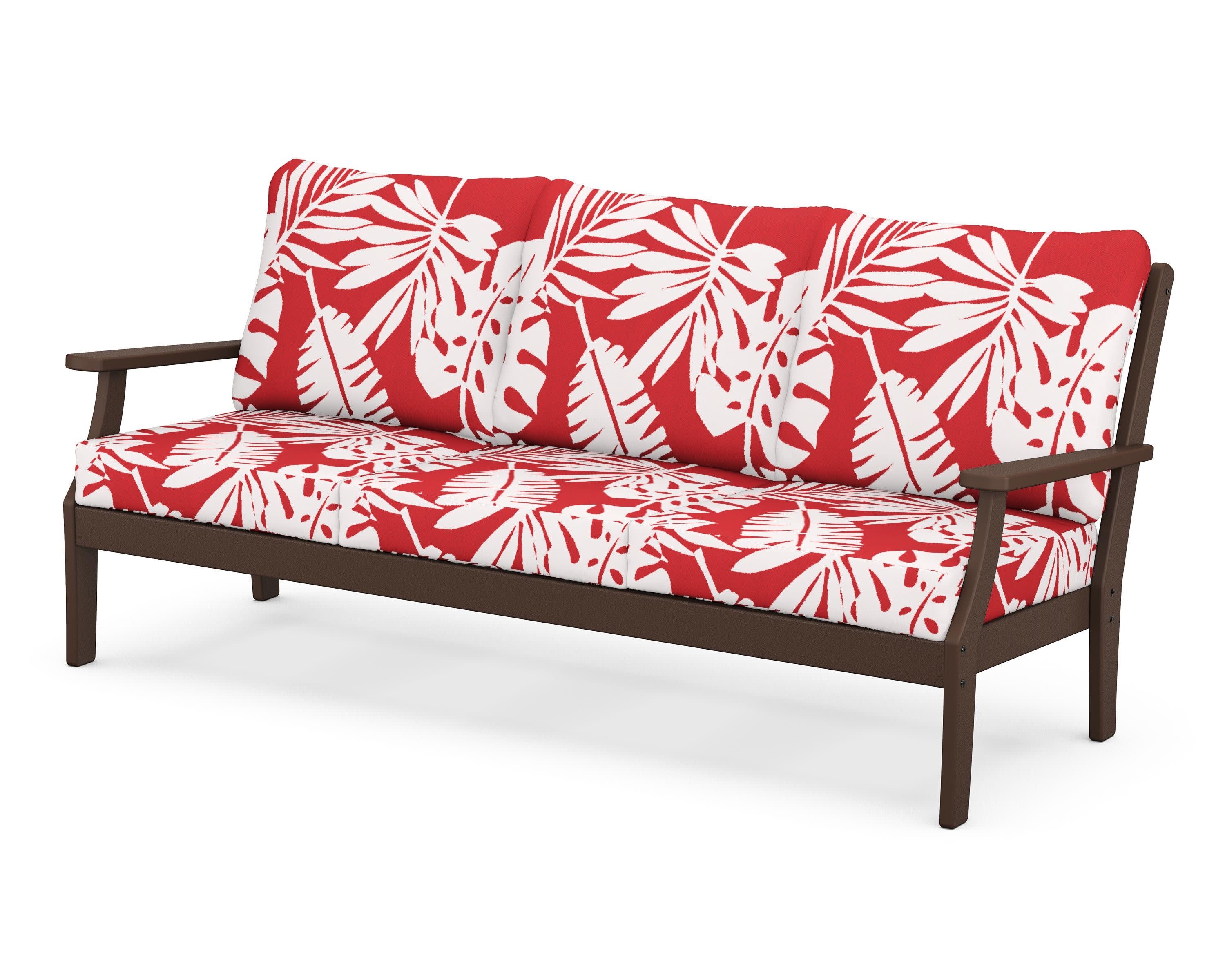 Braxton Deep Seating Sofa in Mahogany / Leaf Crimson