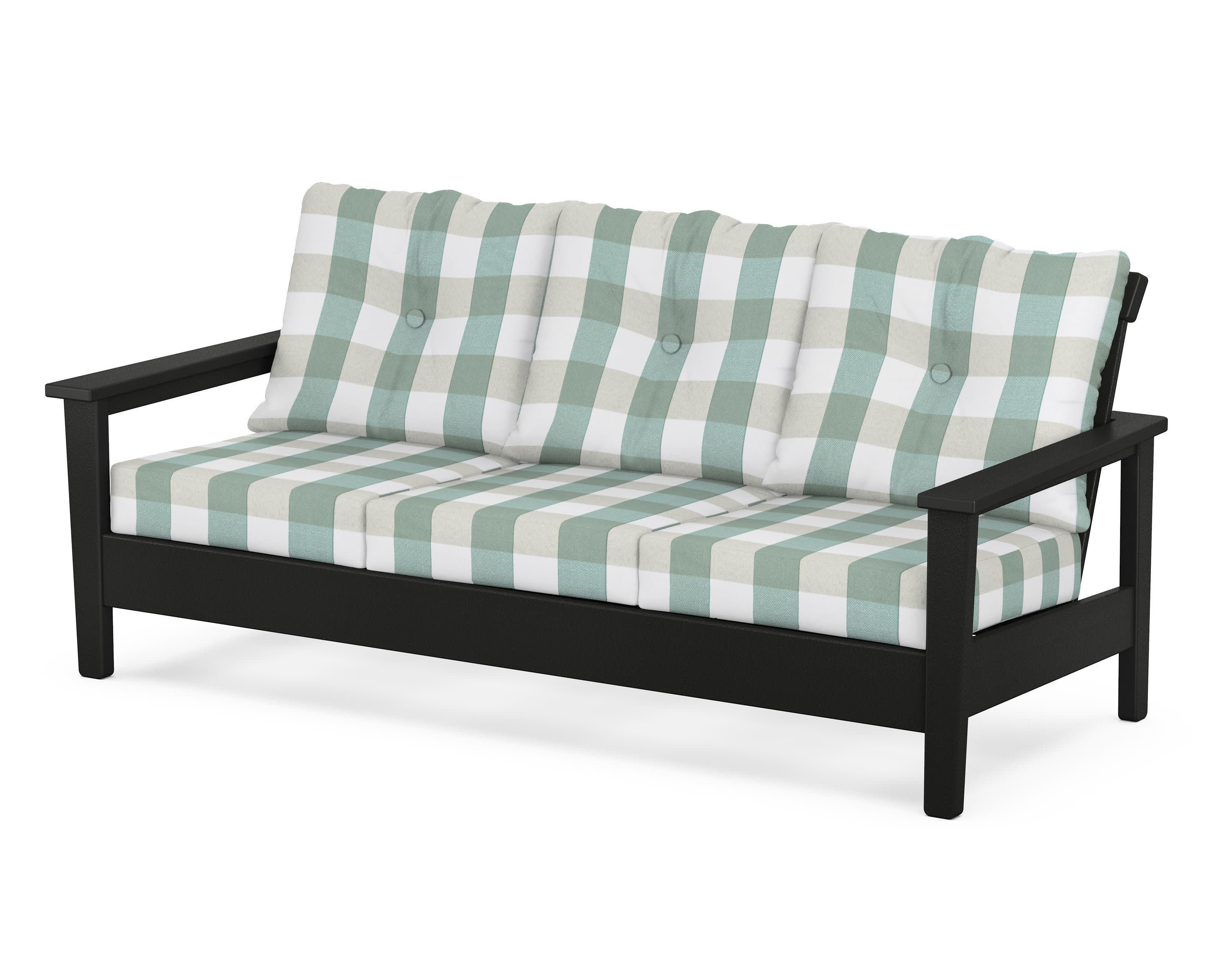 Prescott Deep Seating Sofa in Black / Buffalo Plaid Glacier Spa