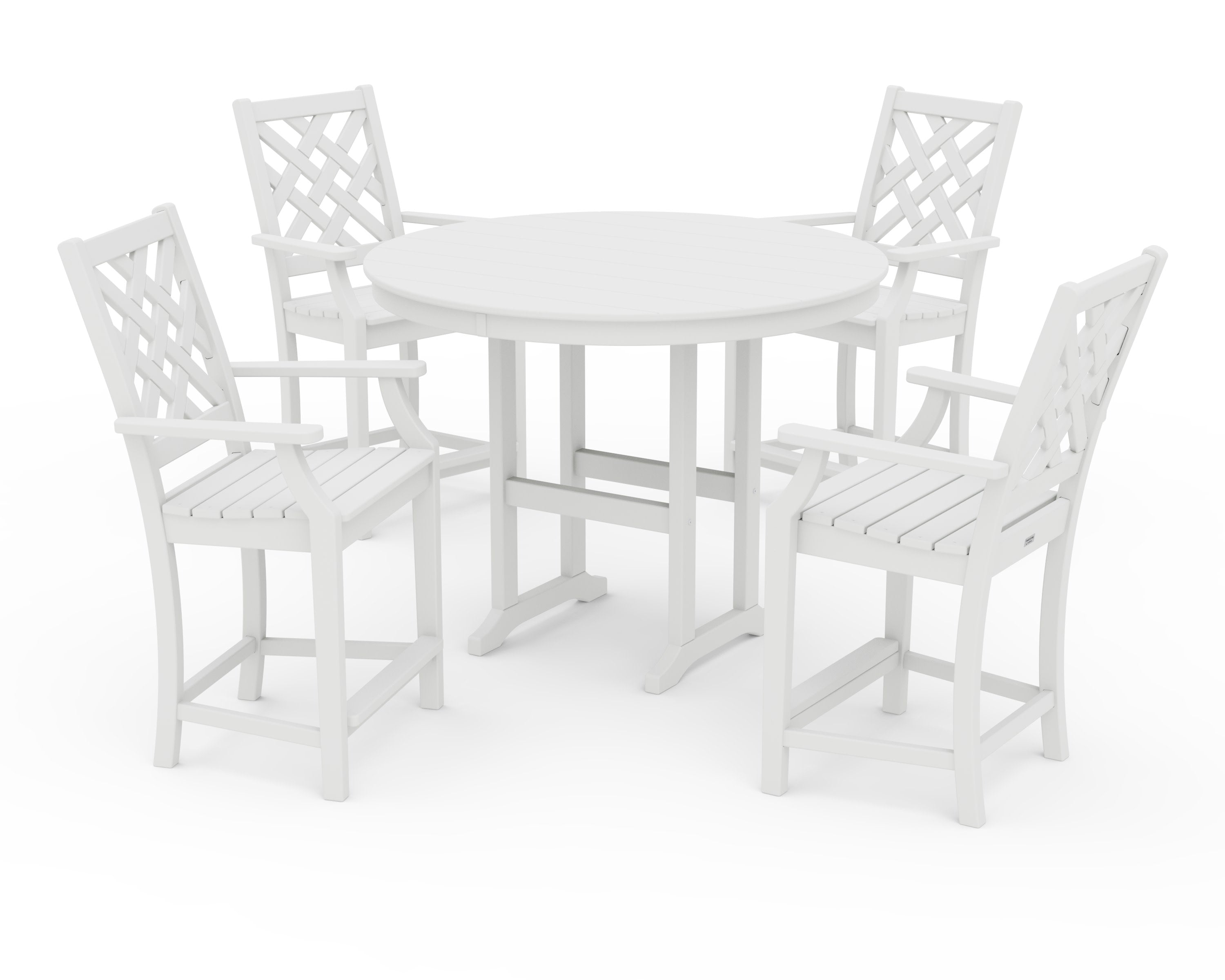 Wovendale 5-Piece Round Farmhouse Counter Set in White
