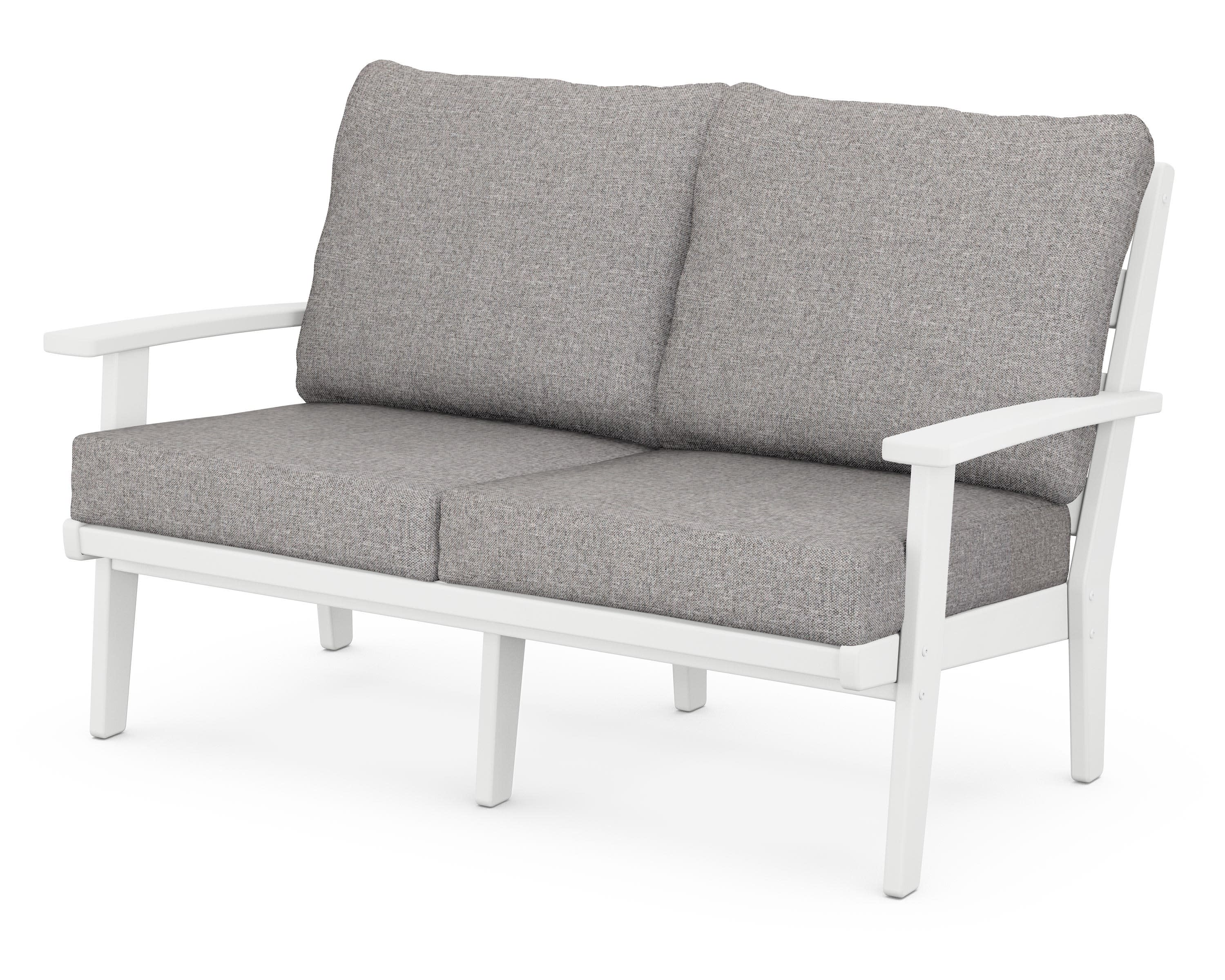 Grant Park Deep Seating Loveseat in White / Grey Mist