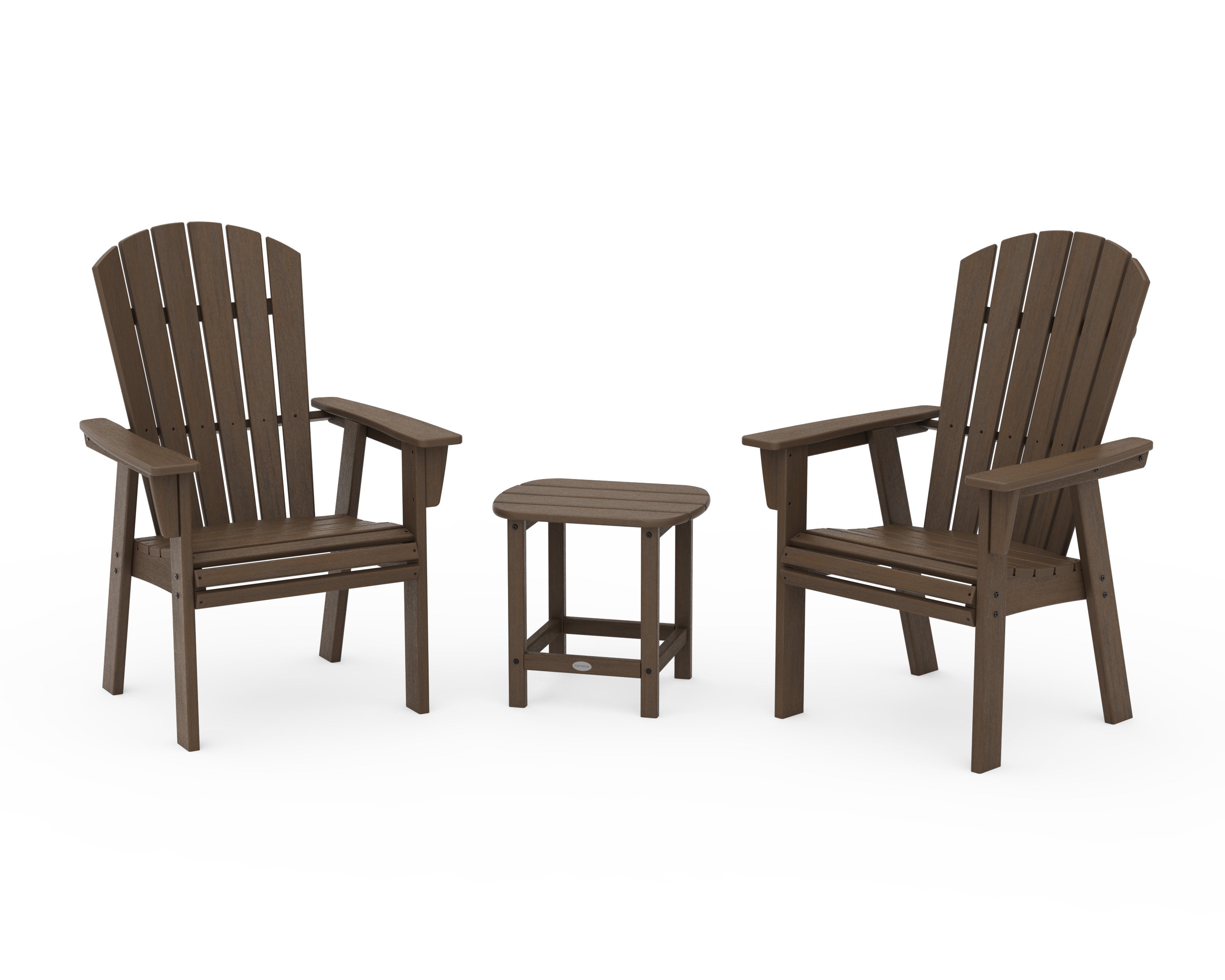 Nautical 3-Piece Curveback Upright Adirondack Chair Set in Kona