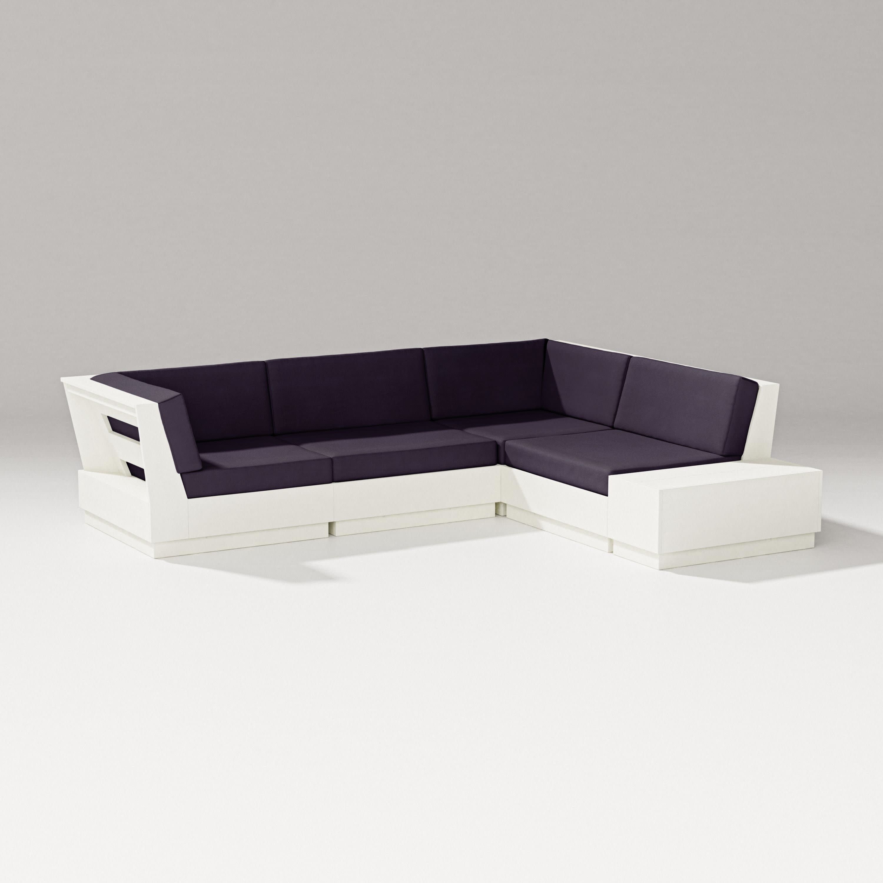 Elevate Corner Sectional in Vintage White / Navy Linen