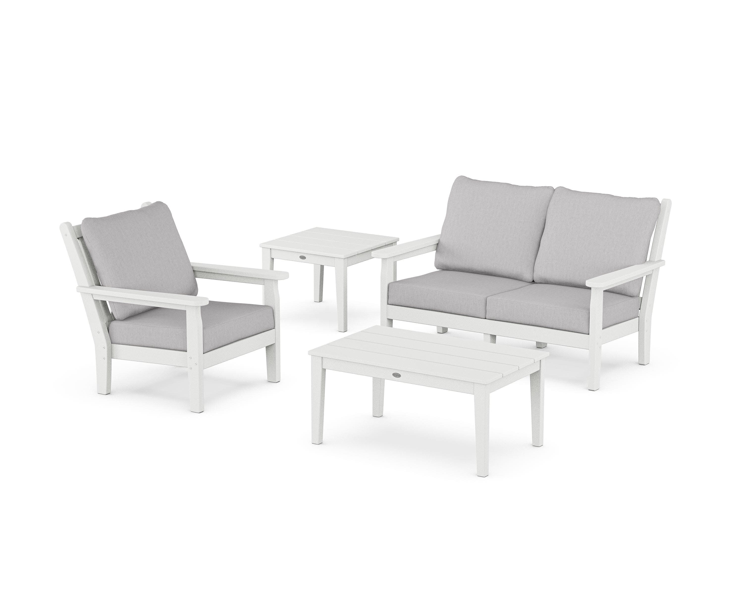 Chippendale 4-Piece Deep Seating Set in White / Granite