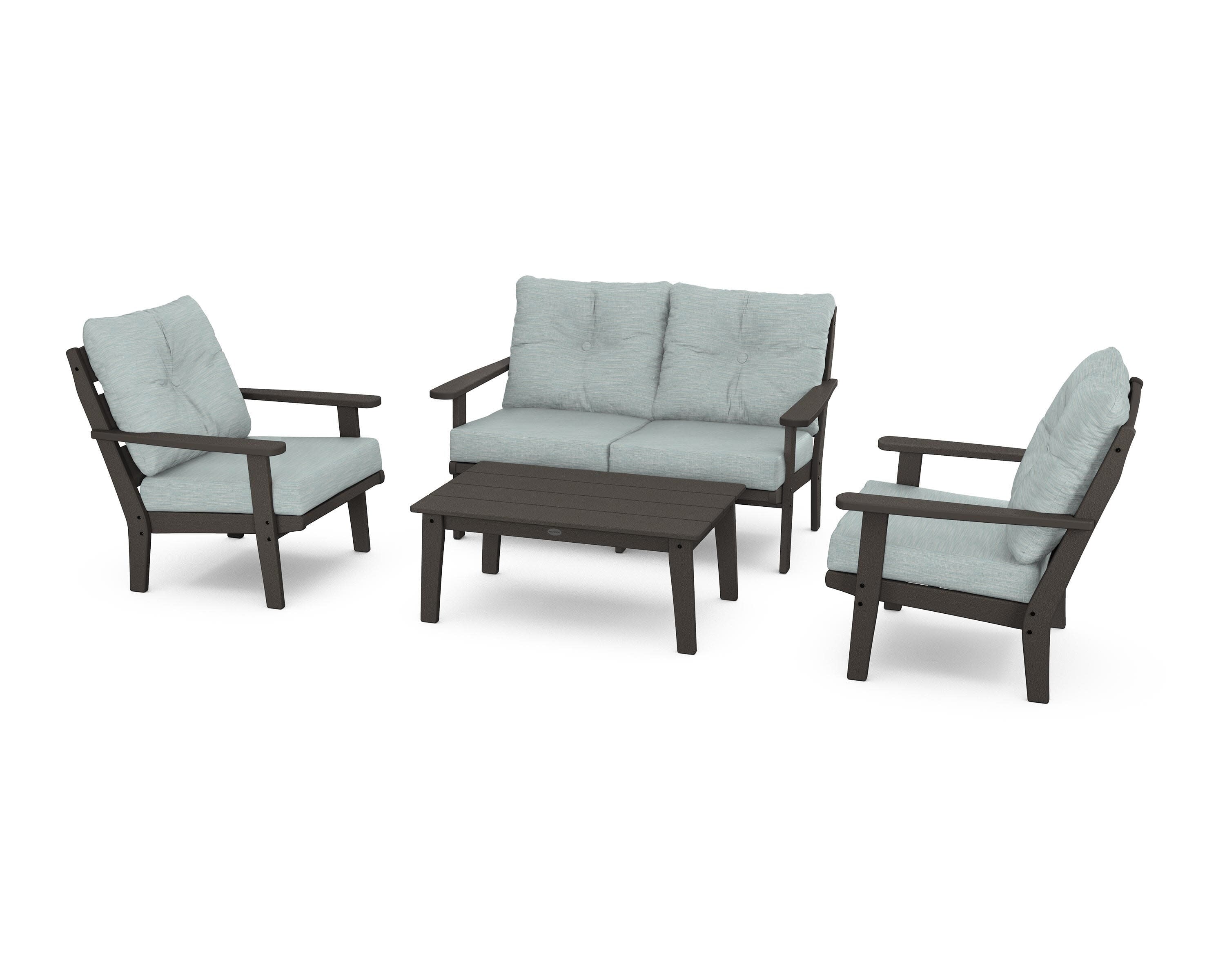 Lakeside 4-Piece Deep Seating Set in Vintage Coffee / Soothe Mist