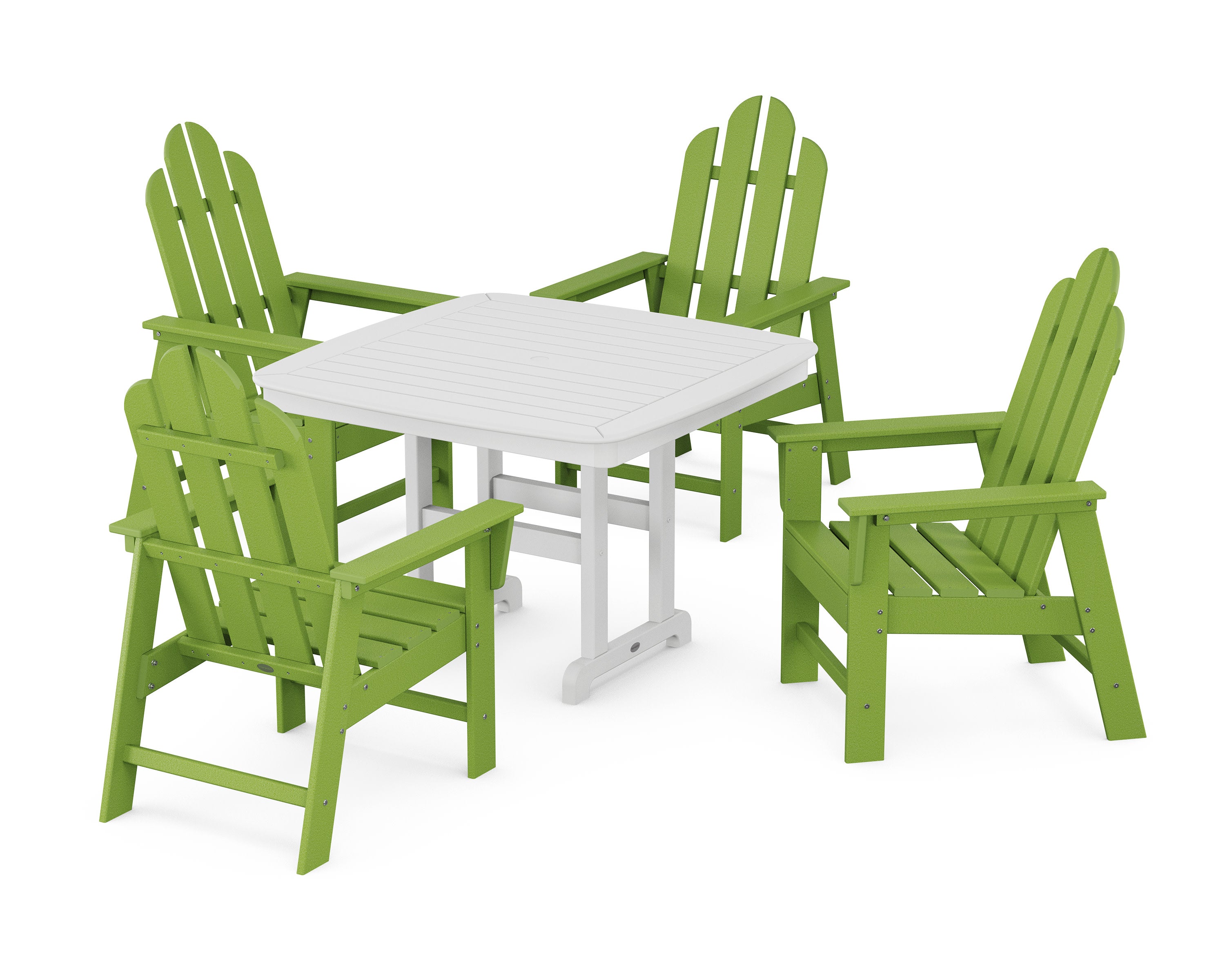 Long Island 5-Piece Dining Set with Trestle Legs in Lime / White